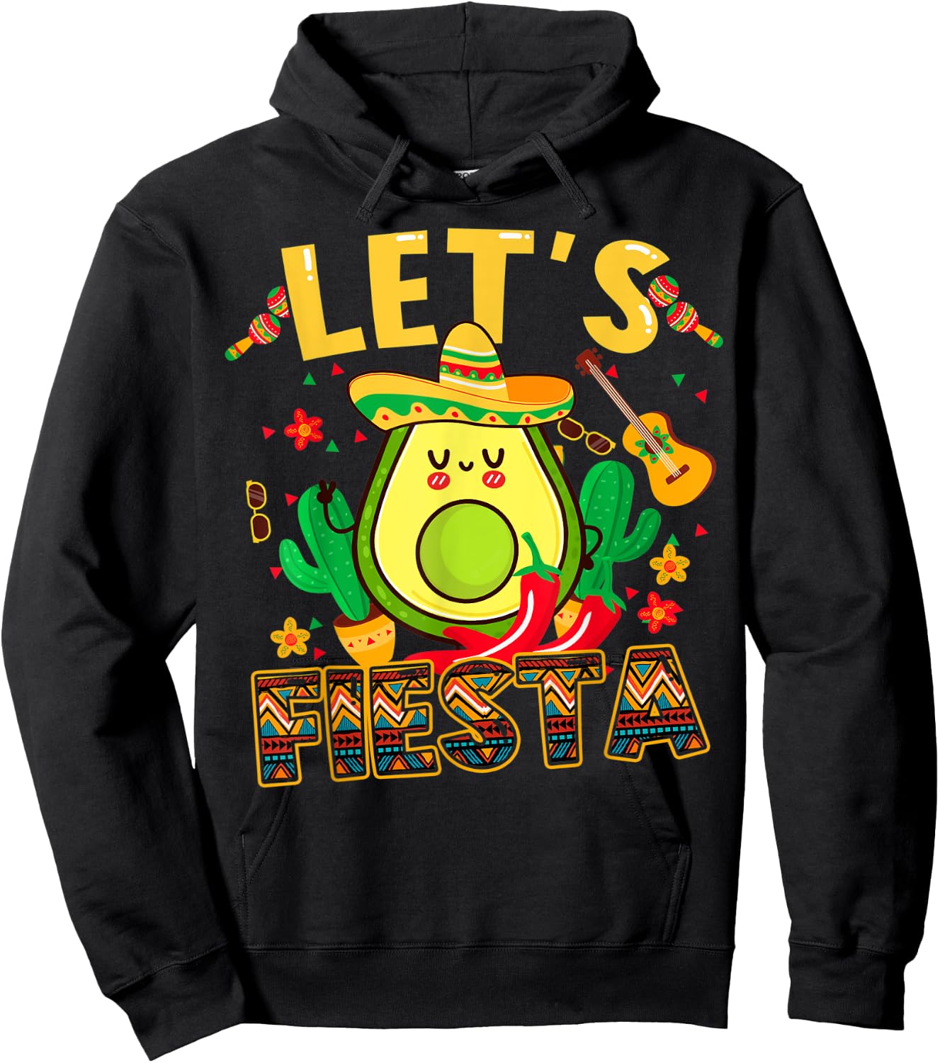 Funny Cinco De Mayo Lets Fiesta Avocado Kids Toddler Women Hoodie - Hoodie | Black