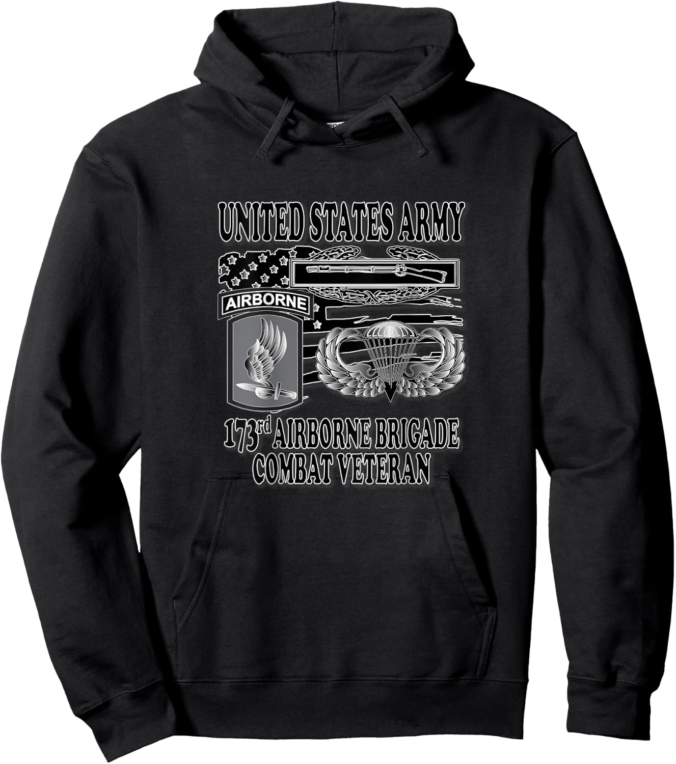 173rd Airborne Brigade- Combat Veteran (Back Design) Hoodie - Hoodie | Black