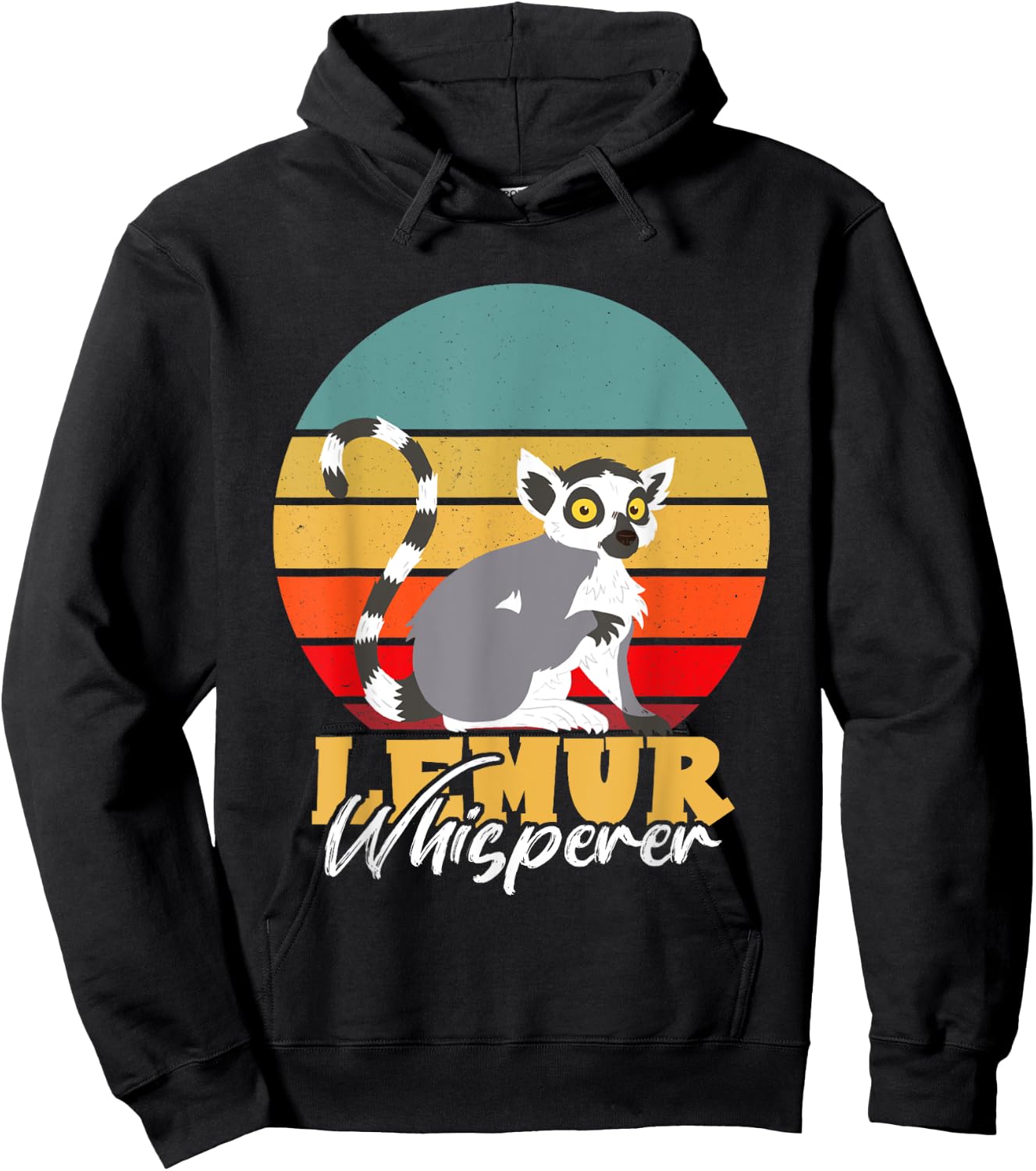 Retro Lemur Whisperer Madagascar Animal Cute Lemur Monkey Hoodie - Hoodie | Black