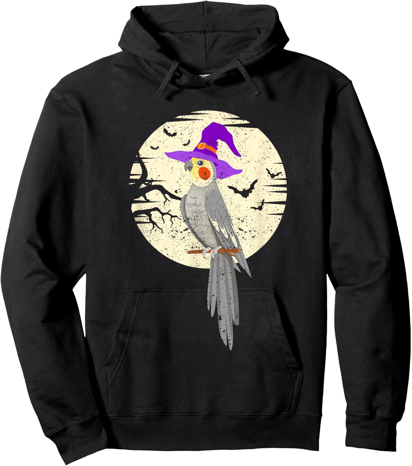 Cockatiel Bird Witch Hat Funny Halloween Animal Lover Scary Hoodie - Hoodie | Black