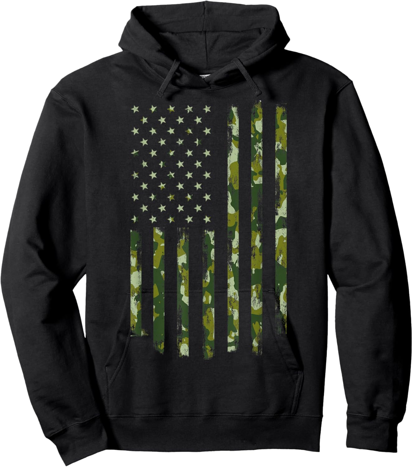 Camo American Flag USA Camouflage Men Boys Women Girls Kids Hoodie - Hoodie | Black