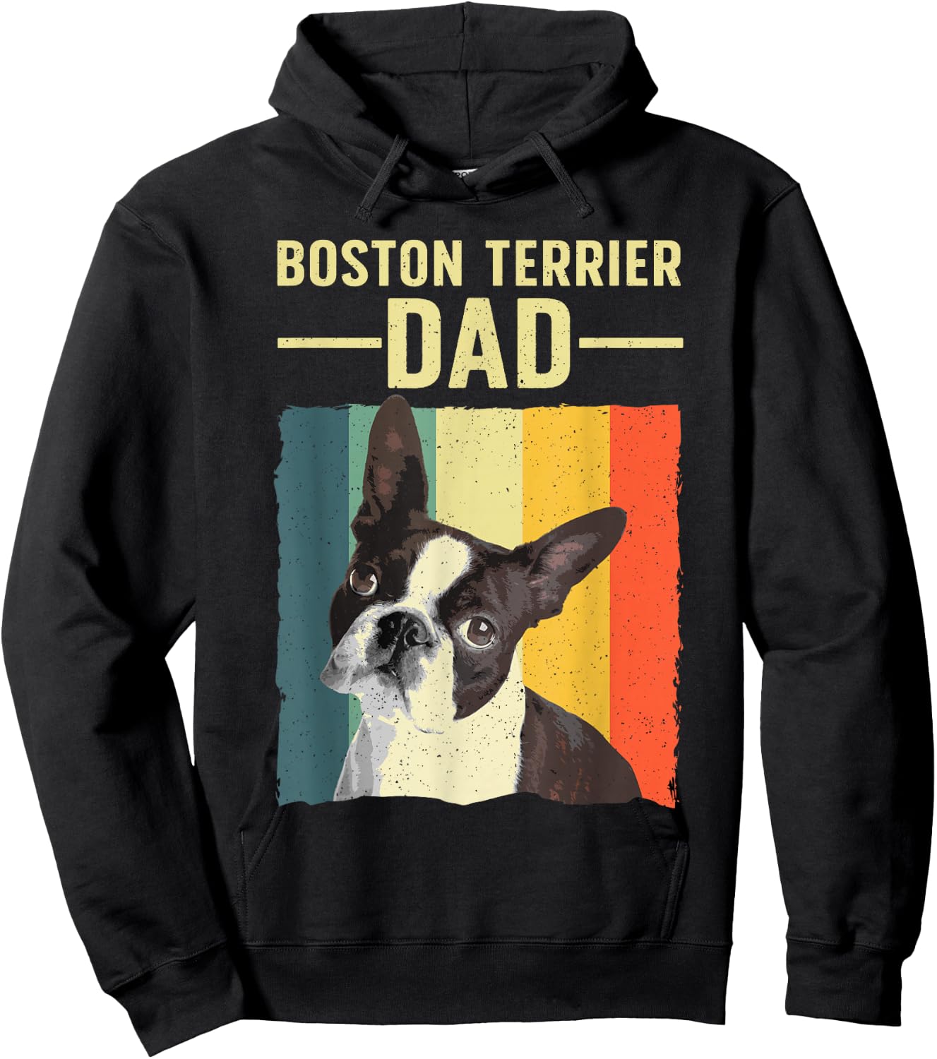 Cool Boston Terrier Art Dad Boston Terrier Dog Lover Hoodie - Hoodie | Black