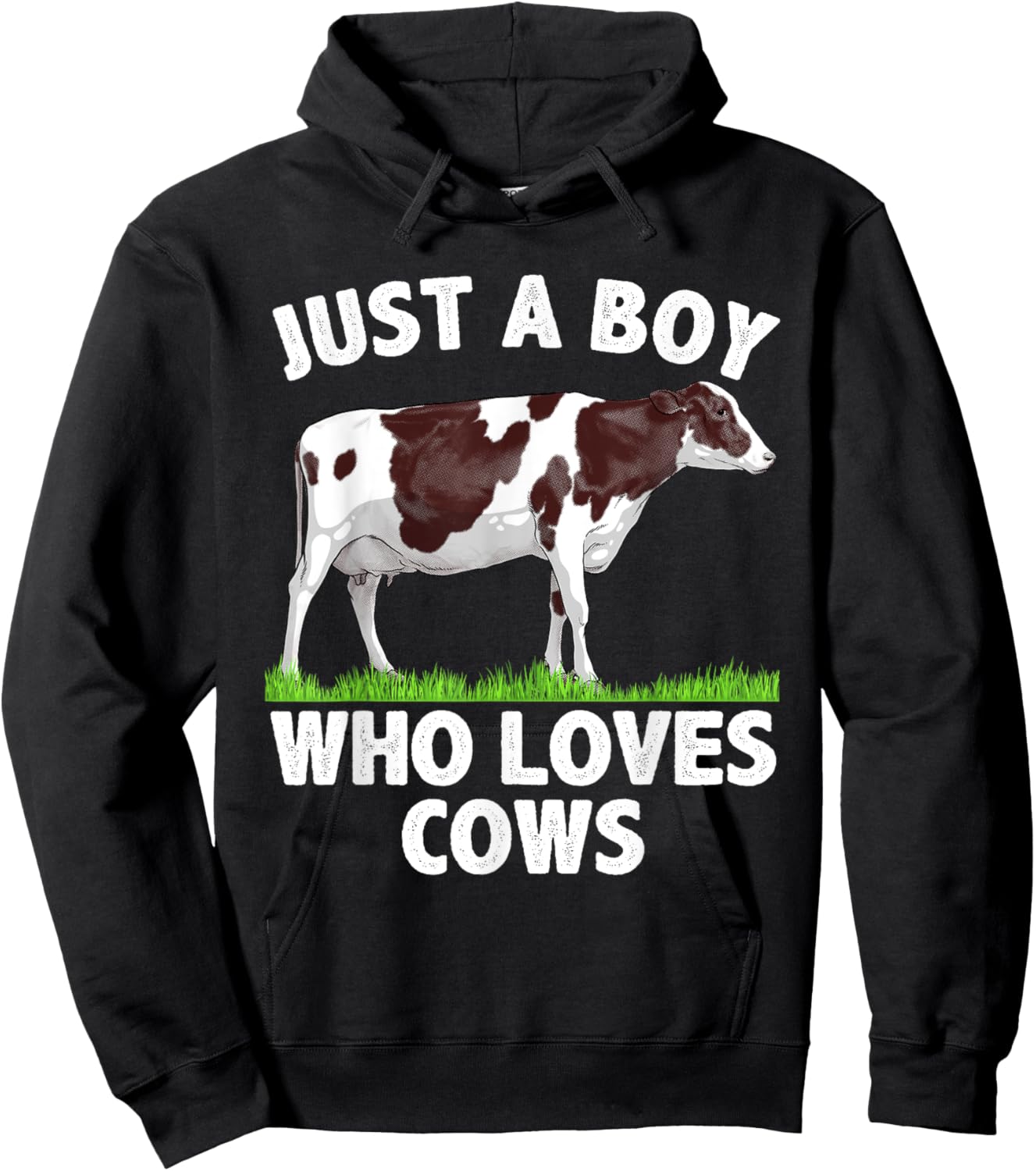 Funny Cow Design Boys Cow Farmer Livestock Animal Hoodie - Hoodie | Black