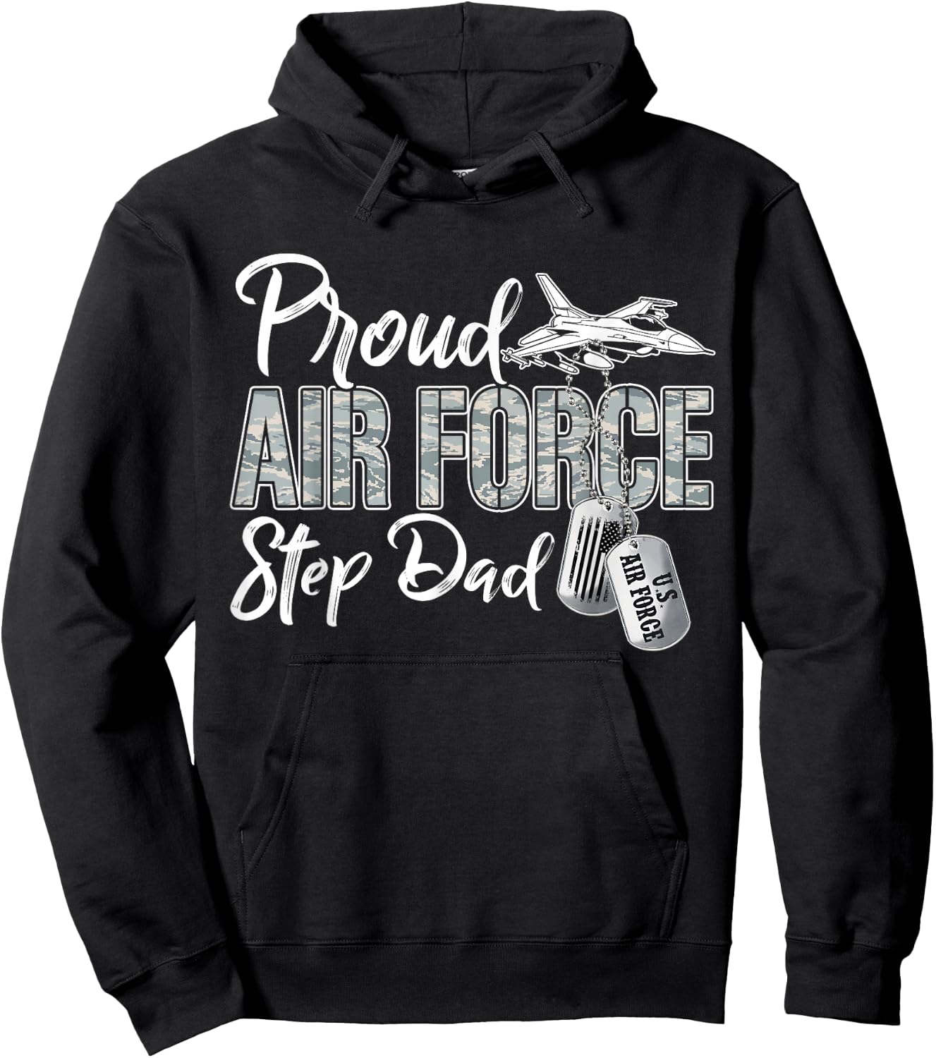 Proud Air Force Step Dad US Military Family Matching Hoodie - Hoodie | Black