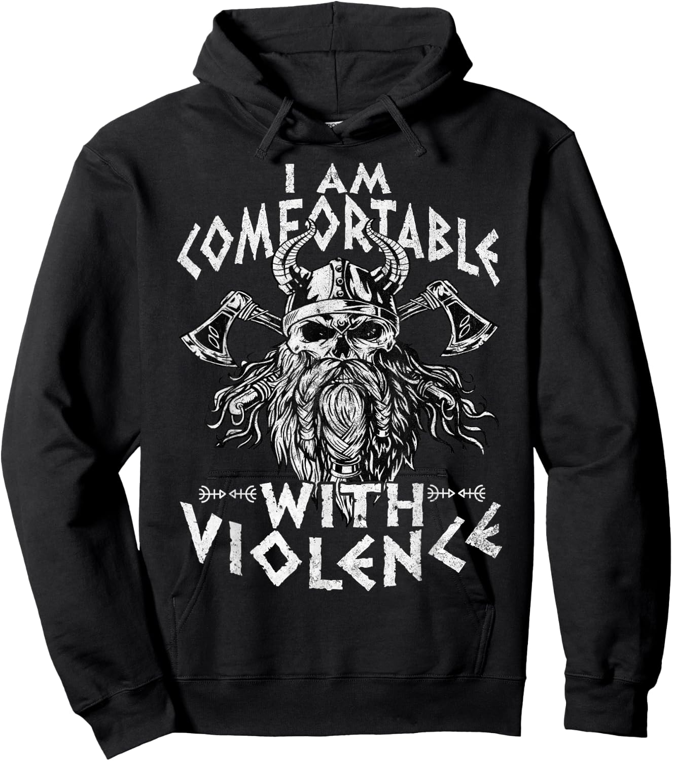 I Am Comfortable With Violence Funny Viking Vikings Hoodie - Hoodie | Black