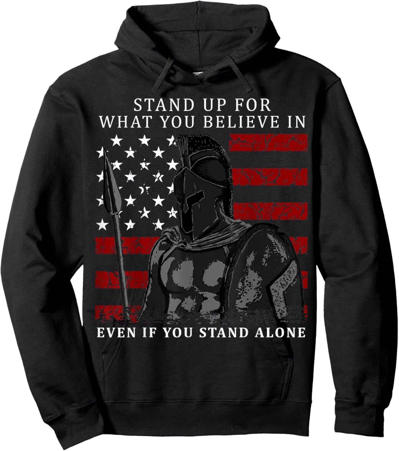 Spartan Warrior American Flag Hoodie - Hoodie | Black