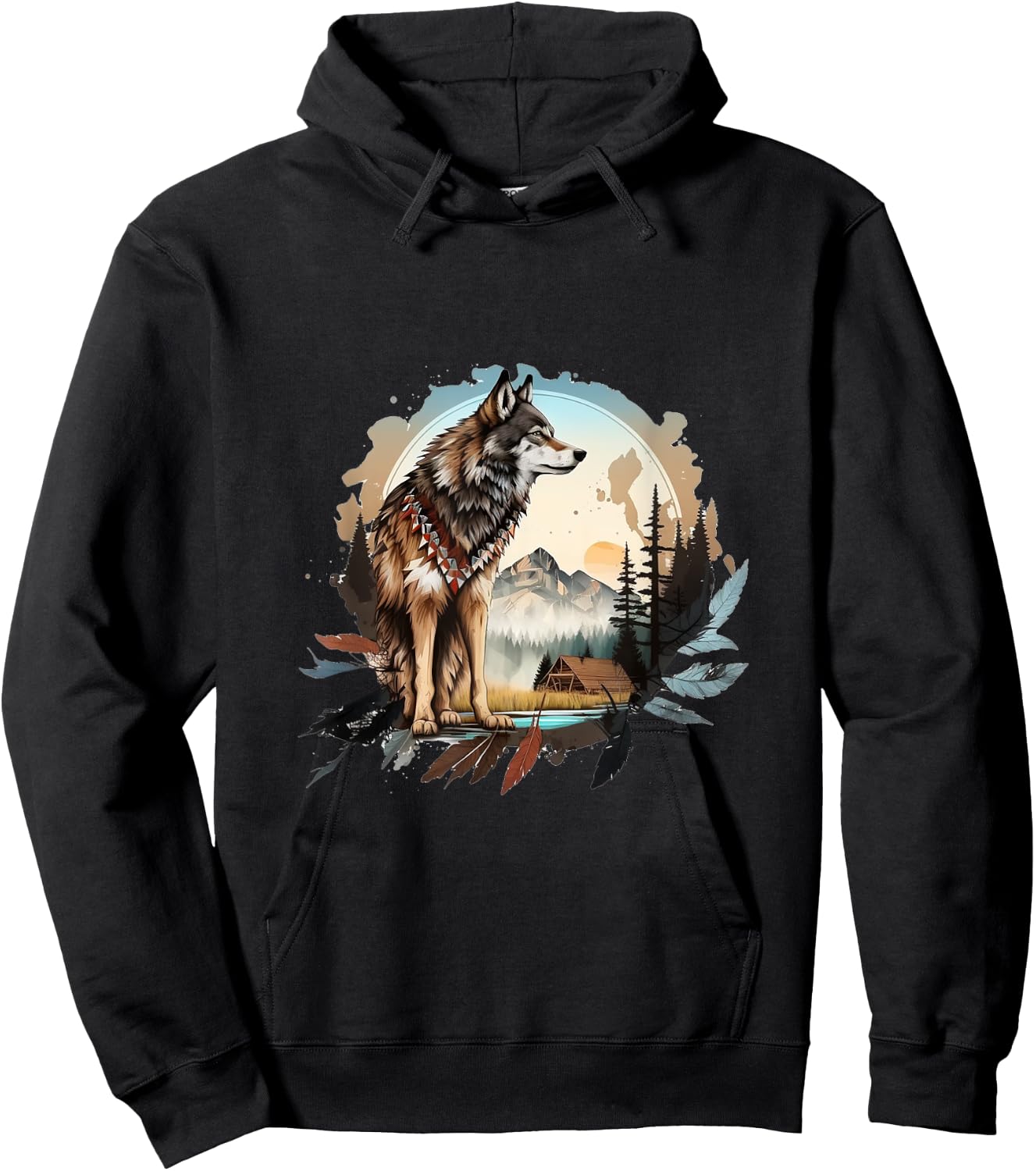 The Mountain Native Wolf Spirit Hoodie - Hoodie | Black