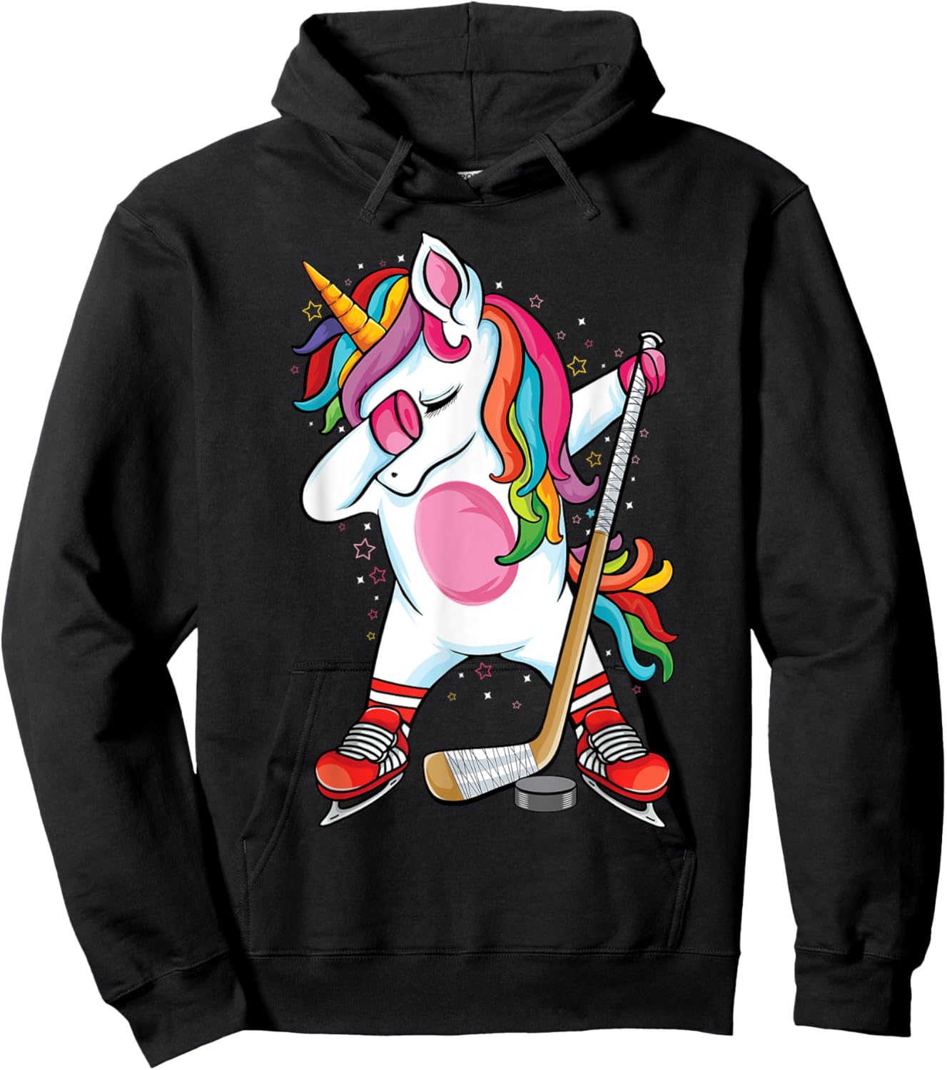 Dabbing Unicorn Ice Hockey Kids Boys Girls funny ice Hockey Hoodie - Hoodie | Black