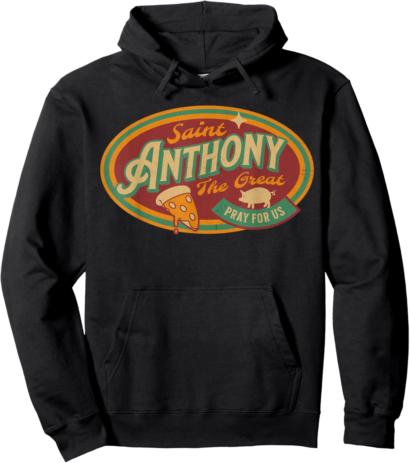 St Anthony Great Abbot Patron Saint Farmers Retro Pizza Hoodie - Hoodie | Black