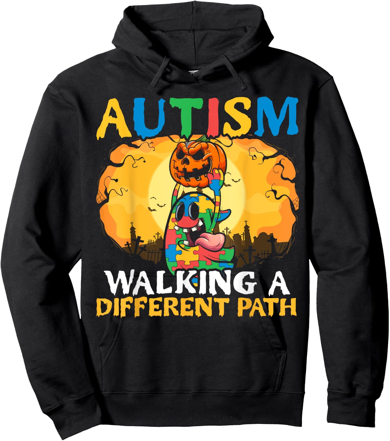 Autism Halloween Puzzle Trick Or Treat Autism Awareness Hoodie - Hoodie | Black