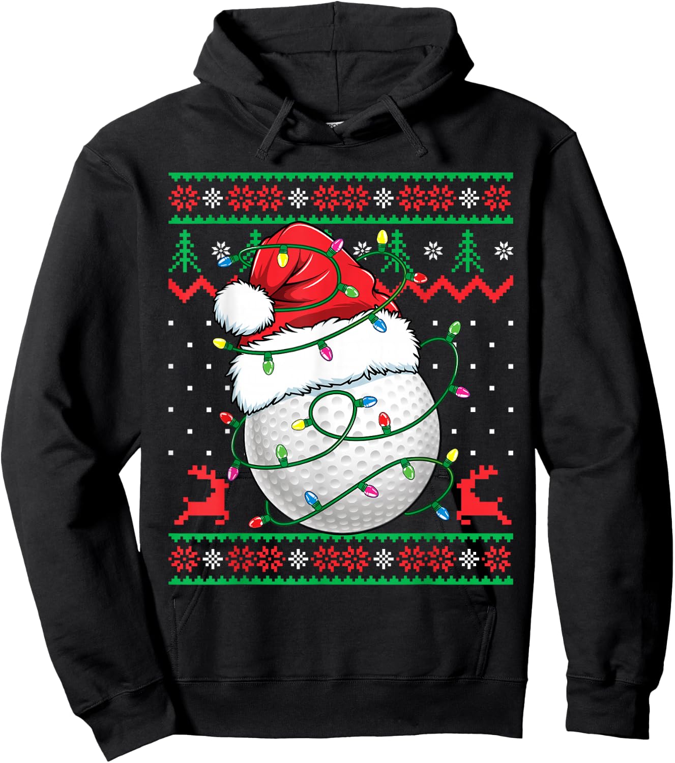 Funny Golf Ugly Christmas Sweater Golfing Hoodie - Hoodie | Black