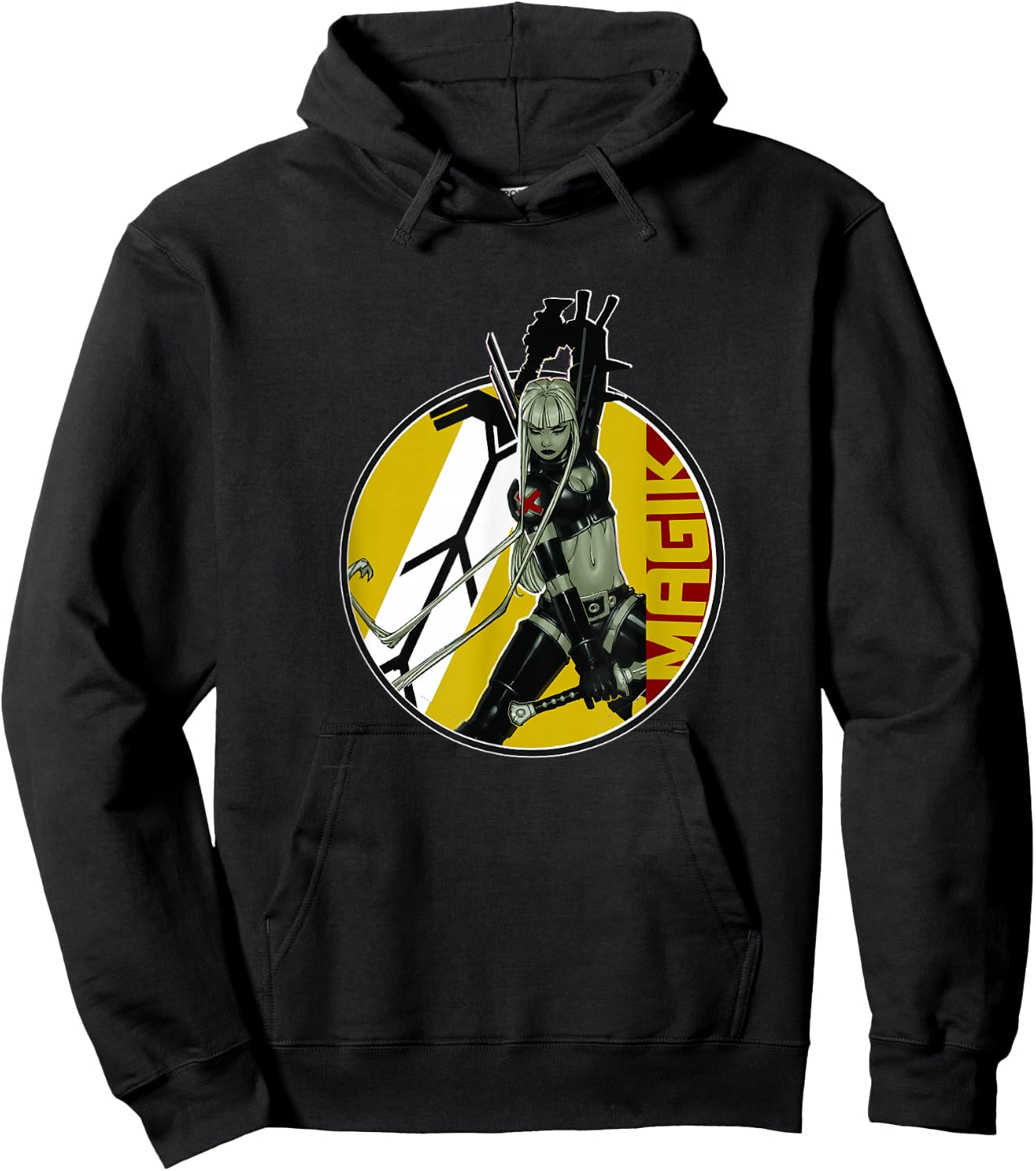 Marvel X-Men Magik Wielding Swords Vintage Circle Portrait Hoodie - Hoodie | Black