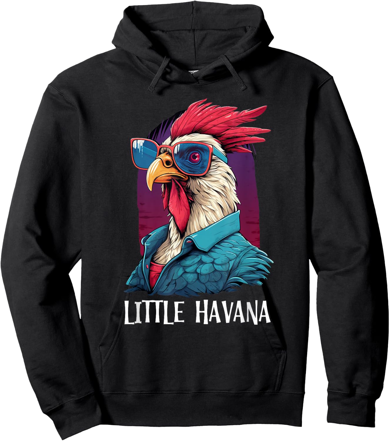 Little Havana Cuban Style, Funny Rooster 305 Miami Souvenir Hoodie - Hoodie | Black