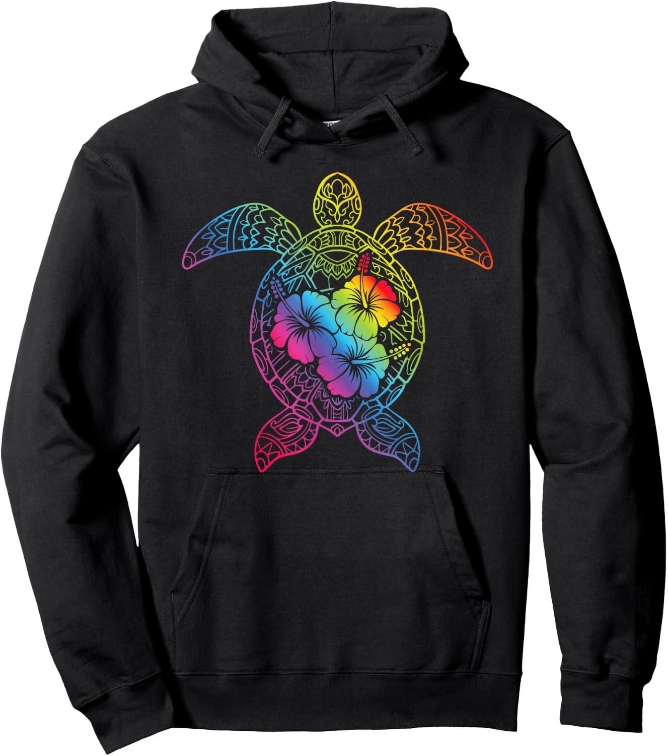 Hawaiian Sea Turtle Tropical Hibiscus Ocean Animal Hawaii Hoodie - Hoodie | Black