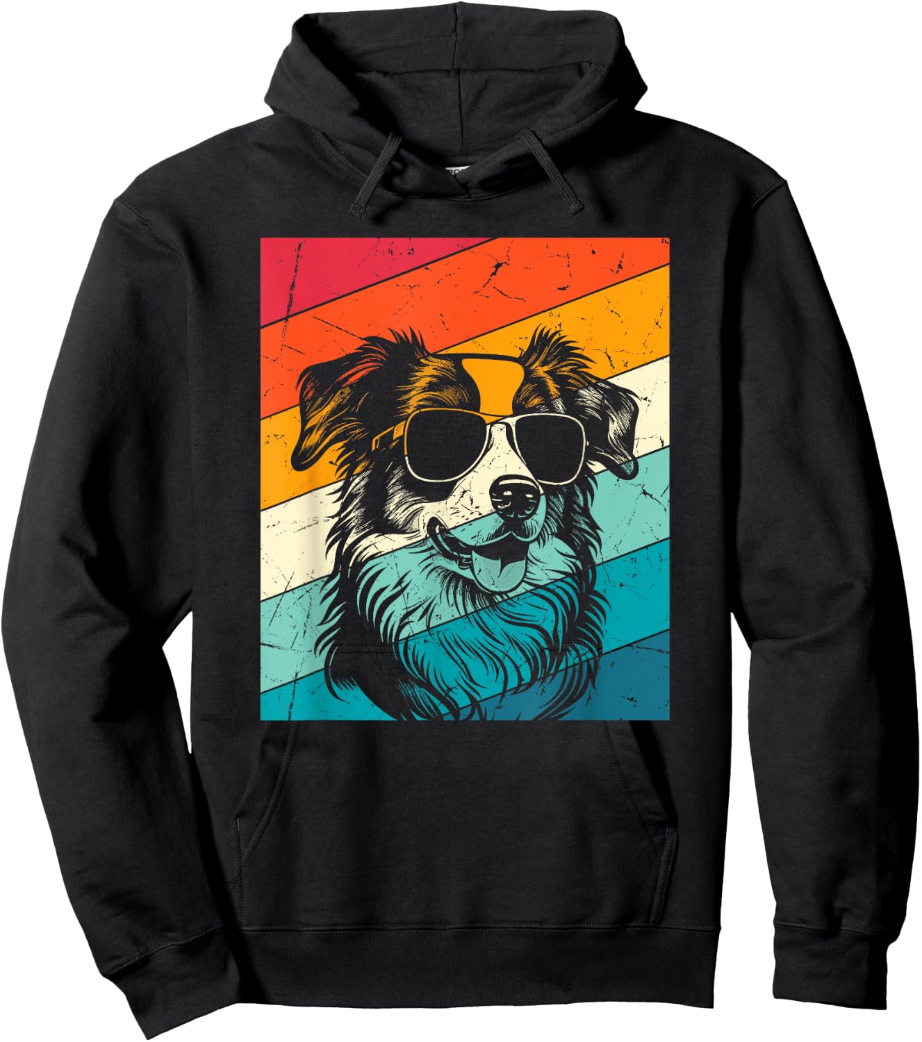 Retro Vintage Mini Aussie Sunglasses Dog Lovers Men Women Hoodie - Hoodie | Black