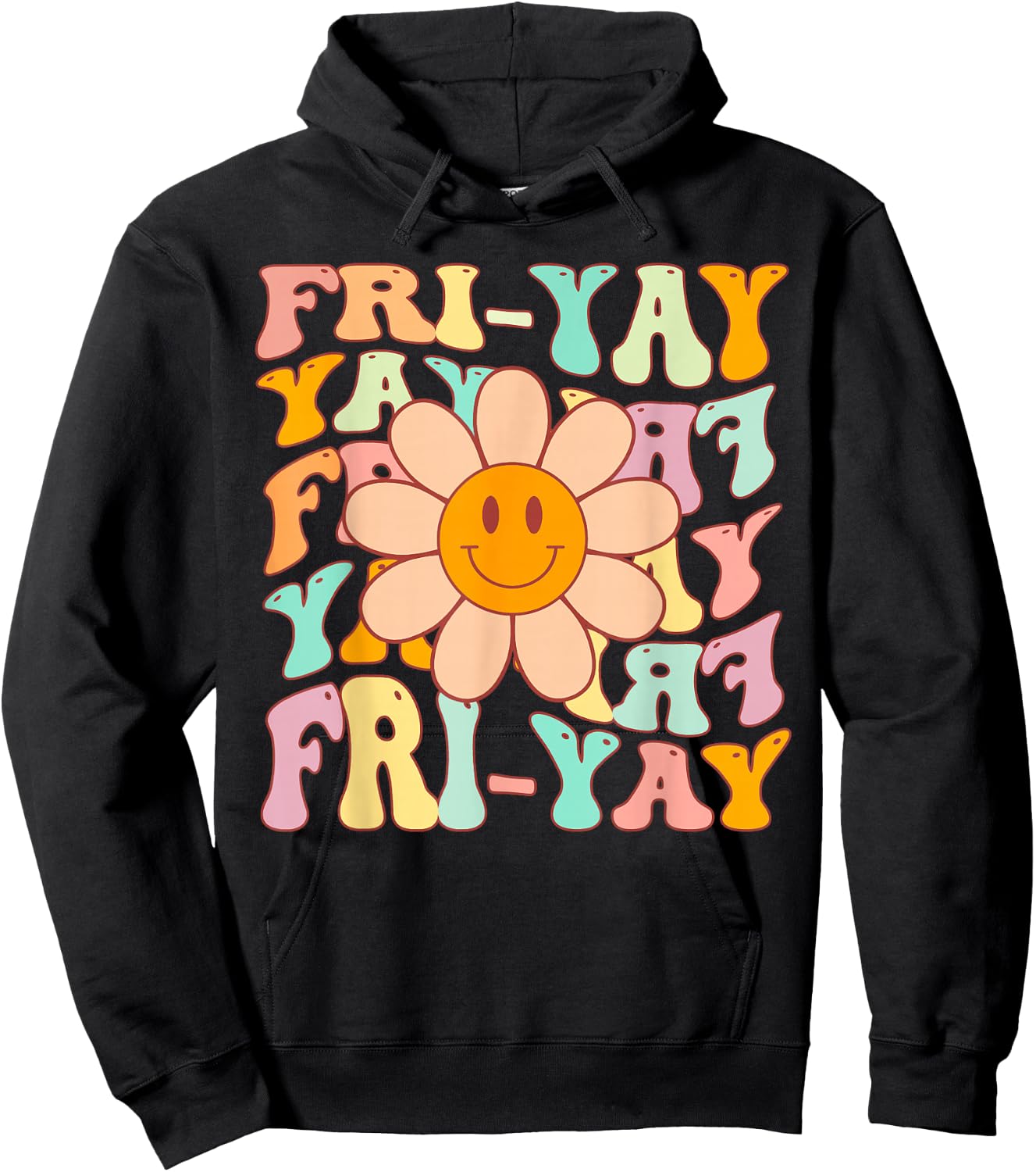 Funny Teacher Happy Friyay TGIF Friday Flower Back to School Hoodie - Hoodie | Black
