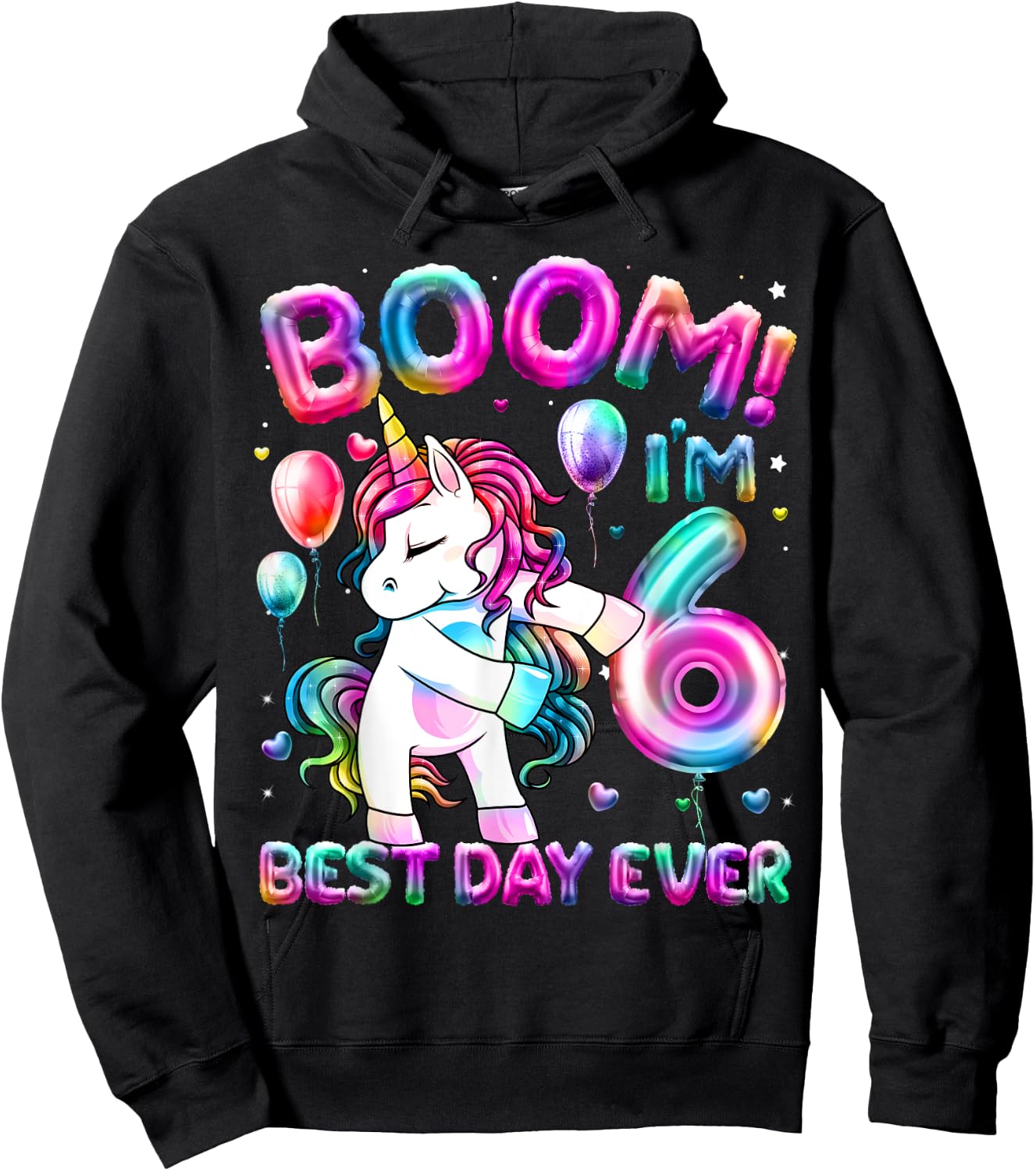 6 Years Old Flossing Unicorn Gifts 6th Birthday Girl Party Hoodie - Hoodie | Black