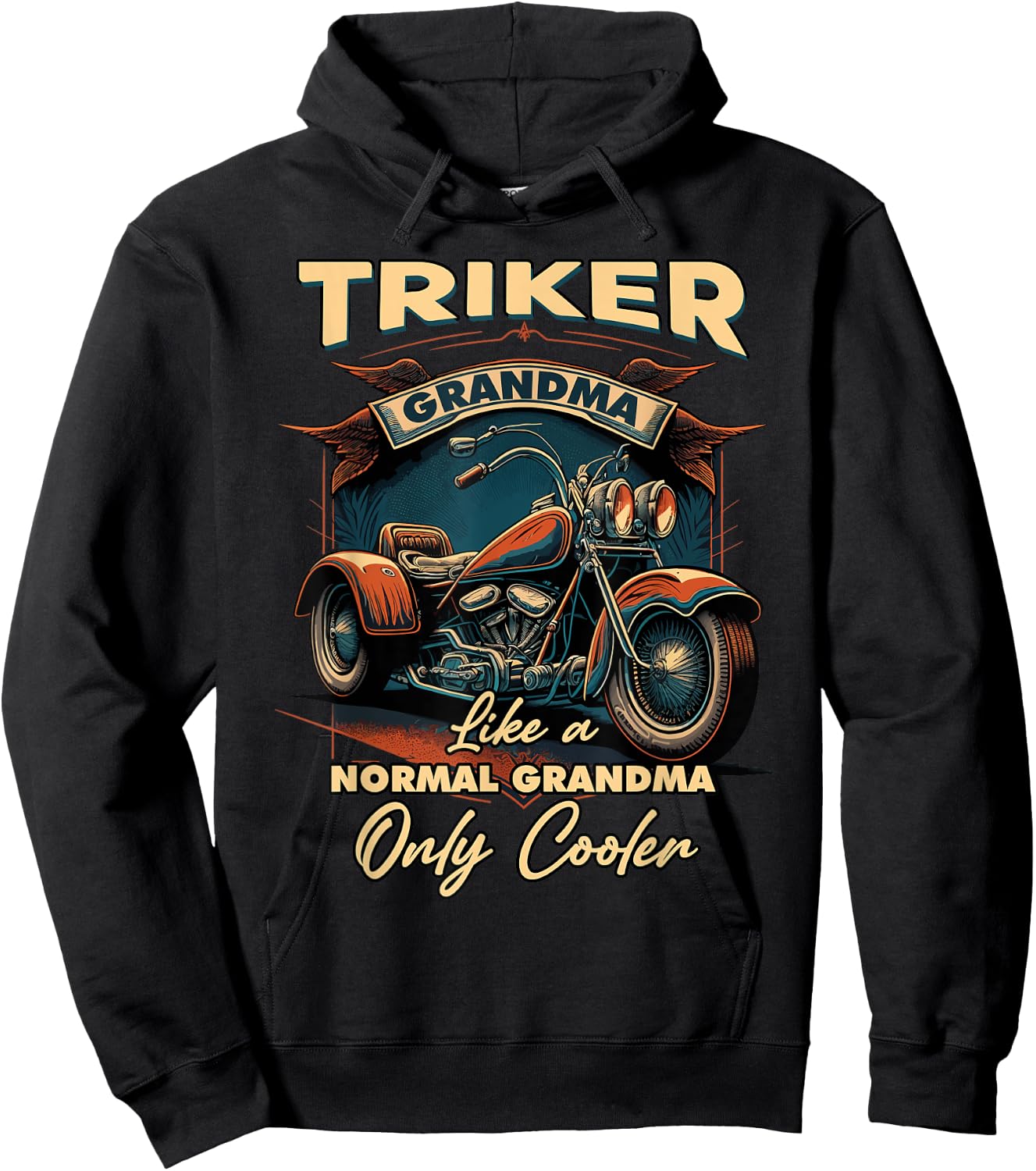 Triker Grandma Like A Normal Grandma Only Cooler Trike Hoodie - Hoodie | Black