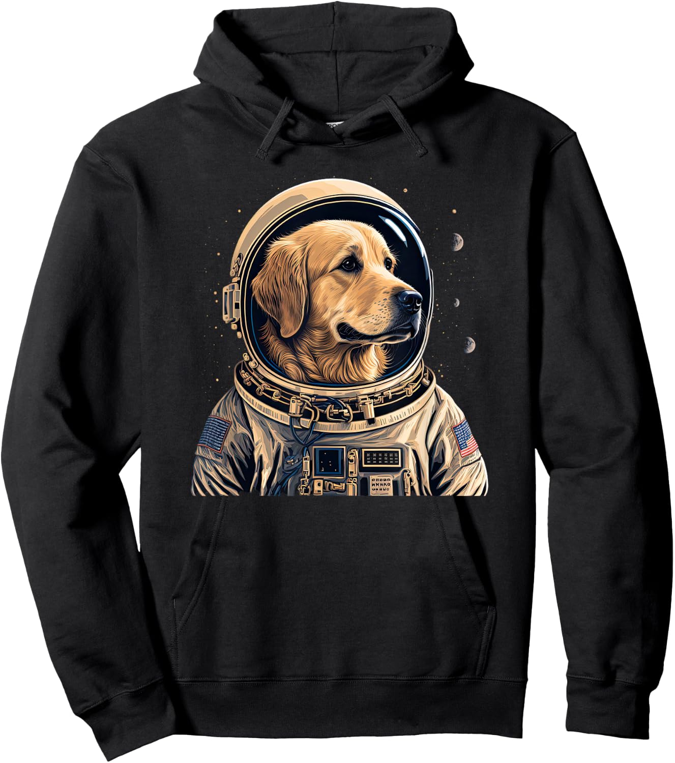 Funny Golden Retriever Astronaut in the space Hoodie - Hoodie | Black