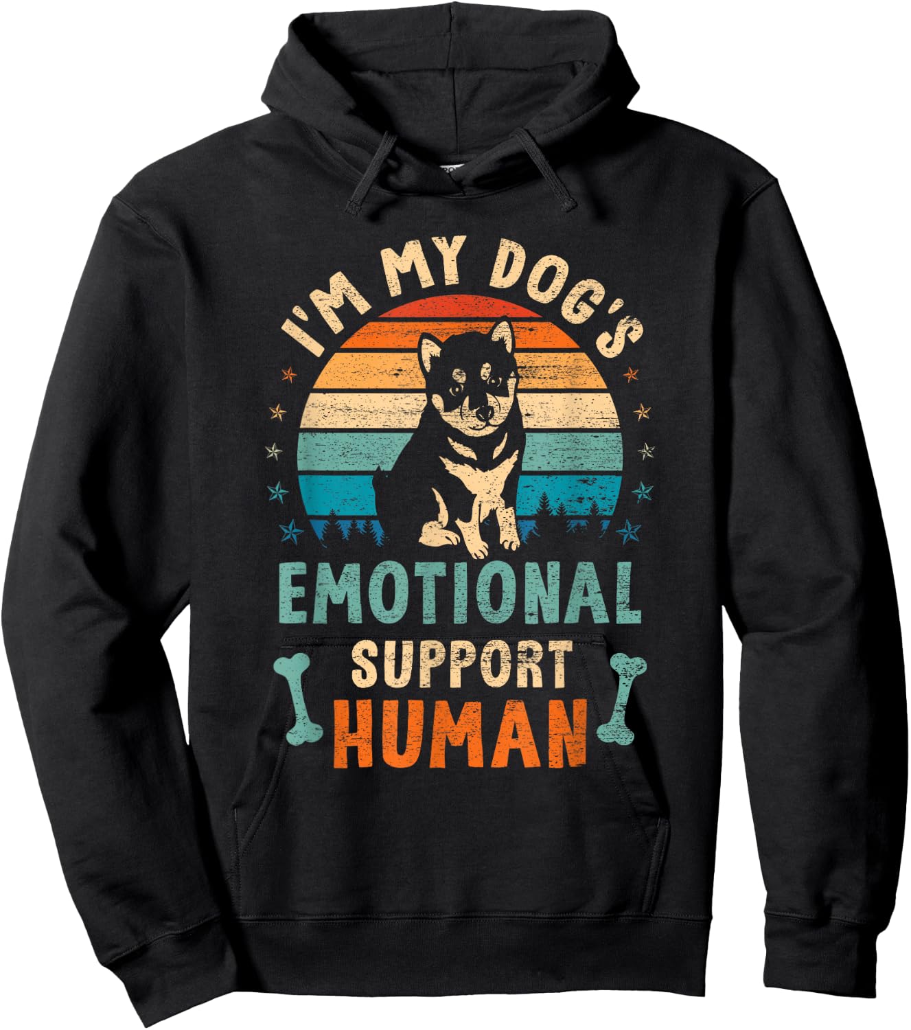 I'm My Dog's Emotional Supports Human Vintage Dog Lover Hoodie - Hoodie | Black