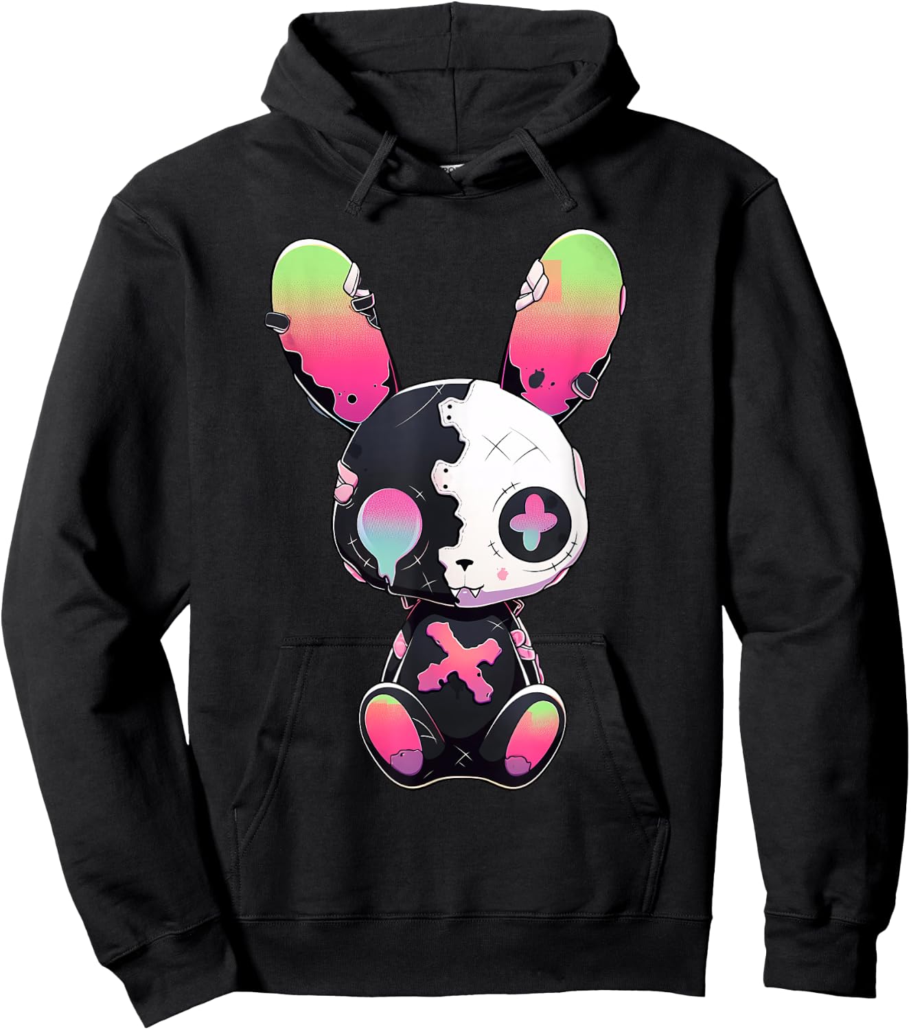 Goth Bunny Gothic Outfit Cute E-Girl Kawaii Rabbit Grunge Hoodie - Hoodie | Black