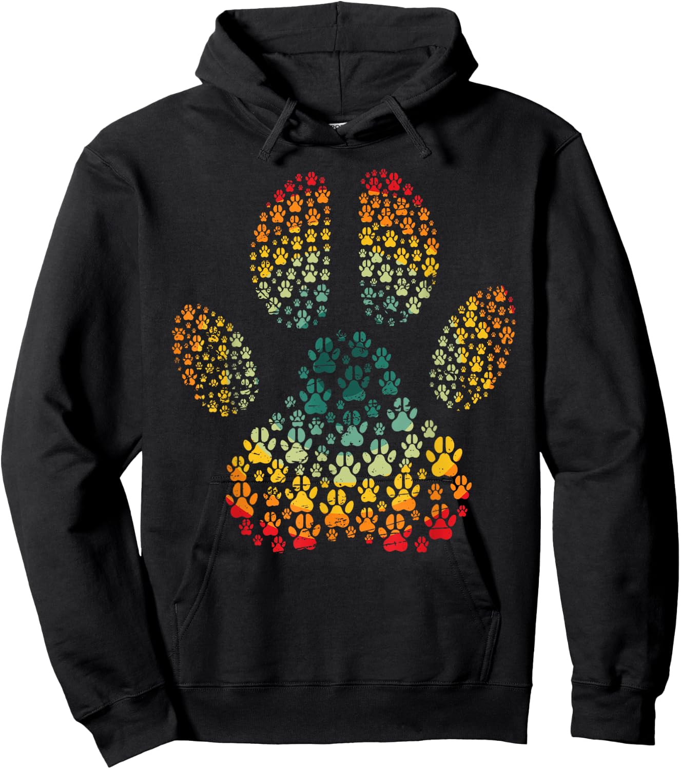 Vintage Dog Love Retro Paw Print Pet Lover Design for Dog Hoodie - Hoodie | Black