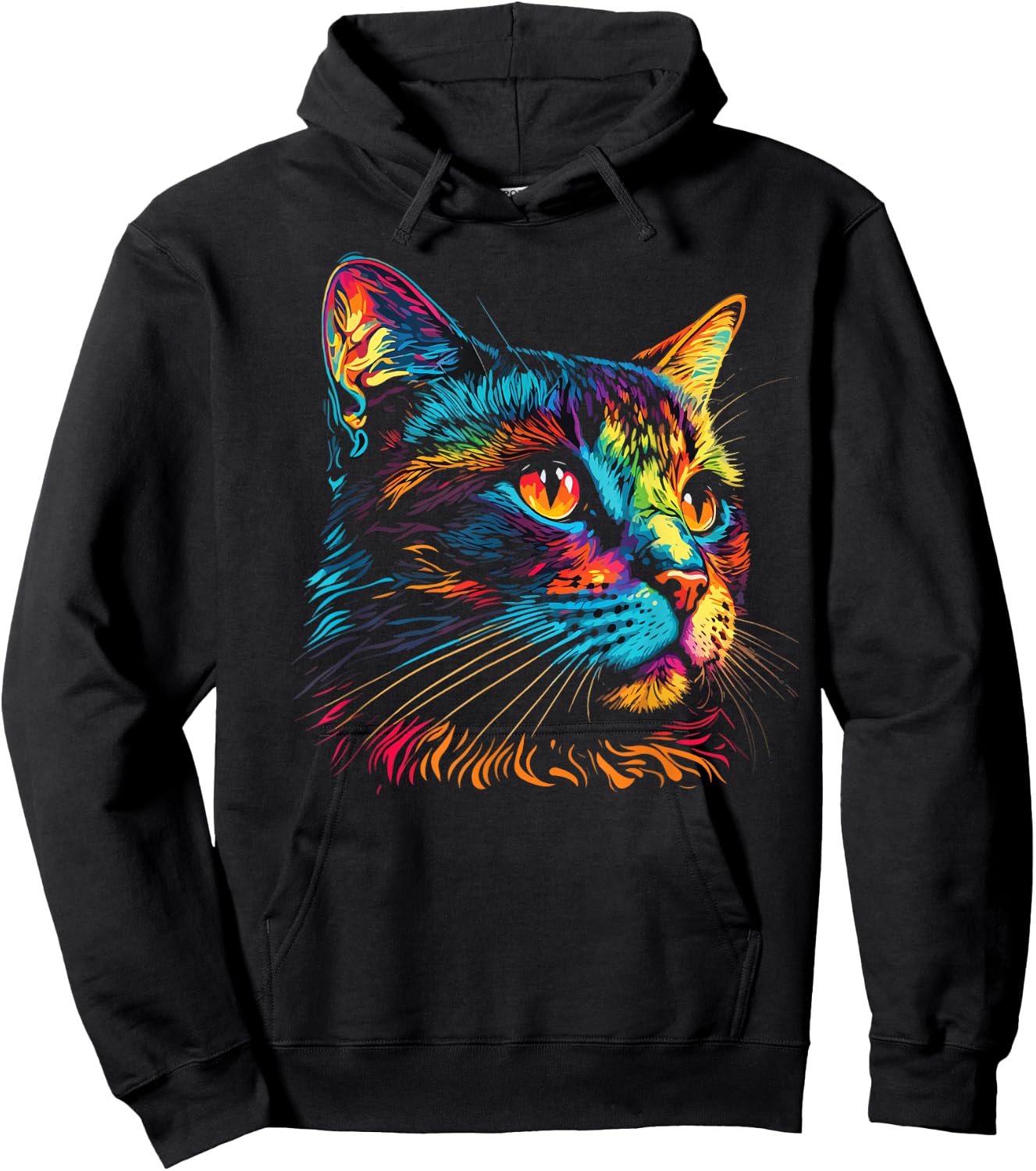 Cute Colorful Cat Head Art Face for Lover Cats Kitty Kitten Hoodie - Hoodie | Black