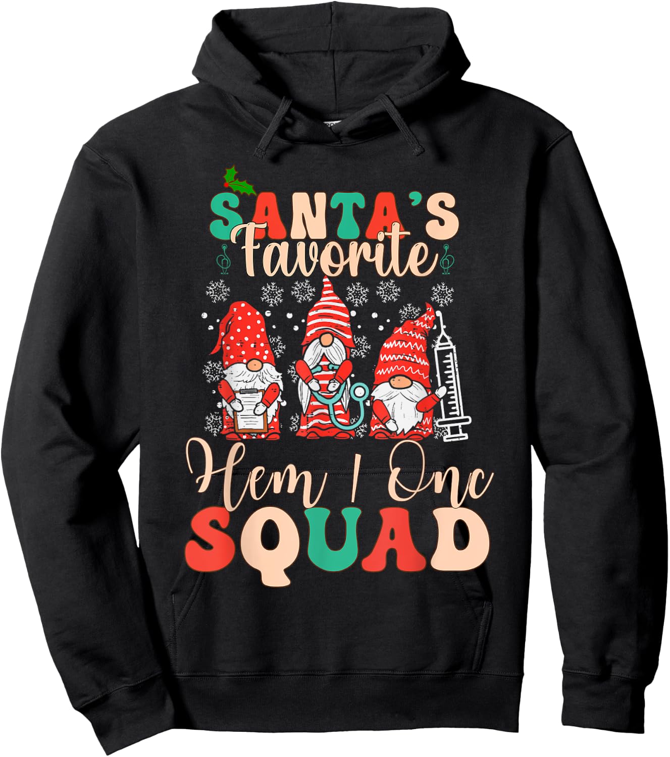 Christmas Oncology Hematology Nurse Squad Peds Hem/Onc Hoodie - Hoodie | Black