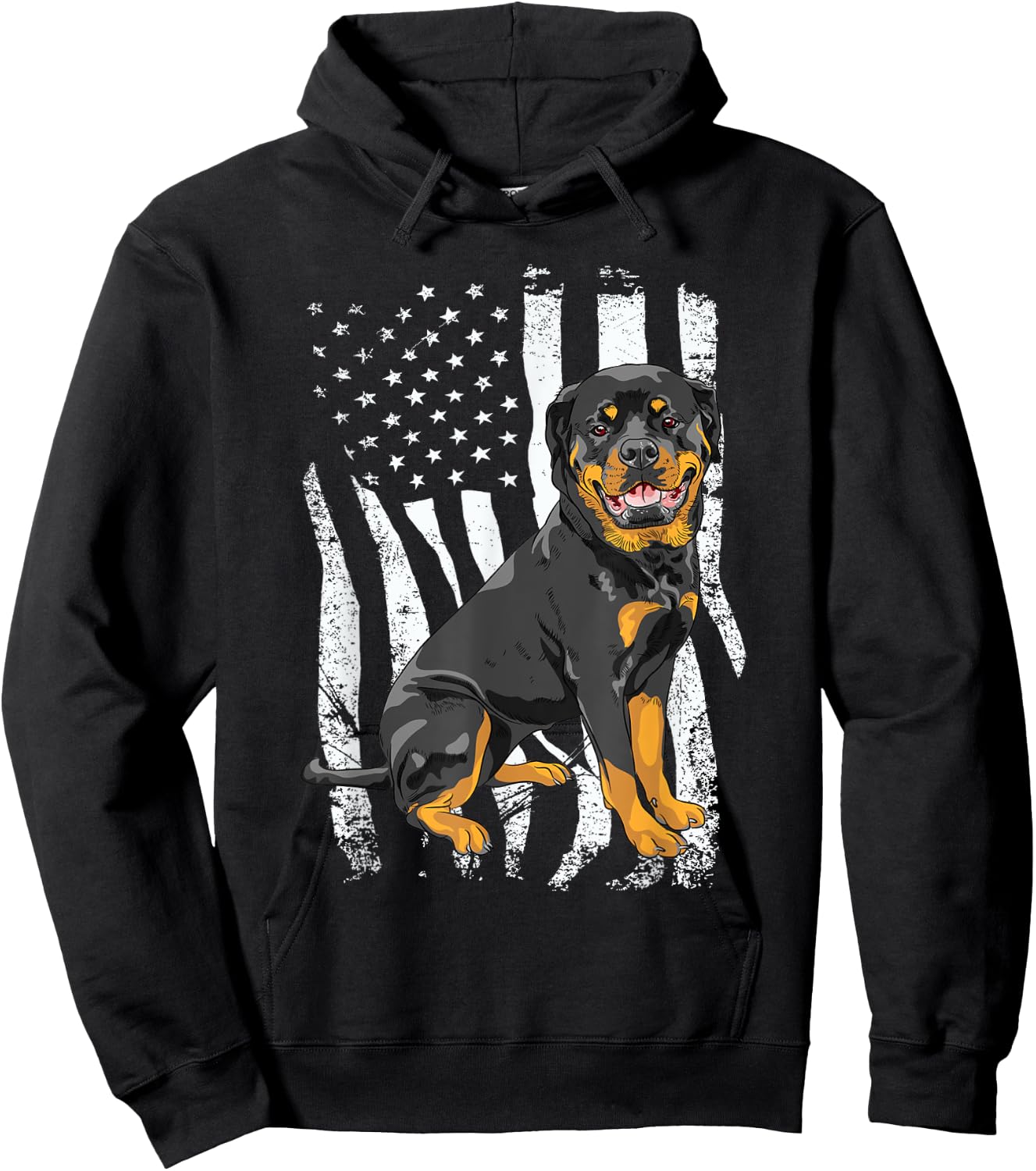 Rottweiler - USA American Flag Puppy Lover Dog Breeder Hoodie - Hoodie | Black