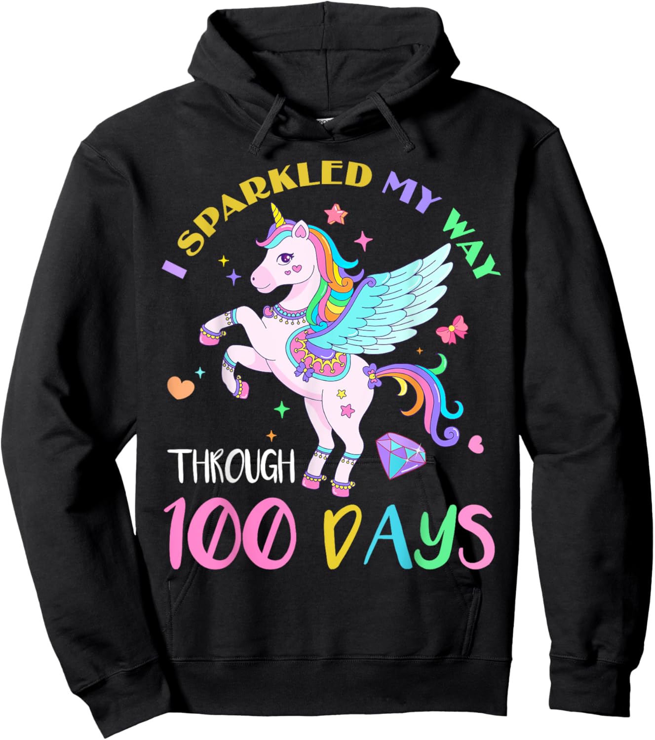 I Sparkled My Way Through 100 Days Of School Unicorn Lovers Hoodie - Hoodie | Black
