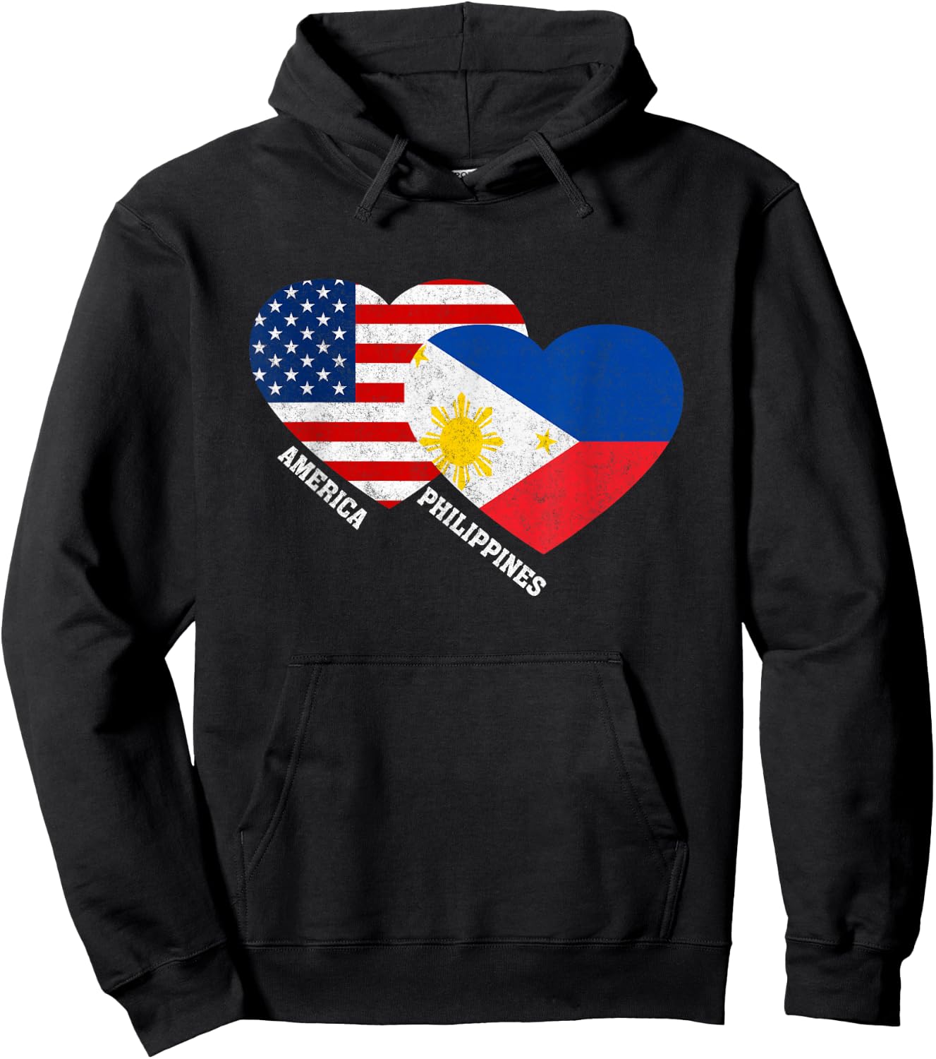 Philippines Flag Shirt Filipino American Pride Vintage Hoodie - Hoodie | Black