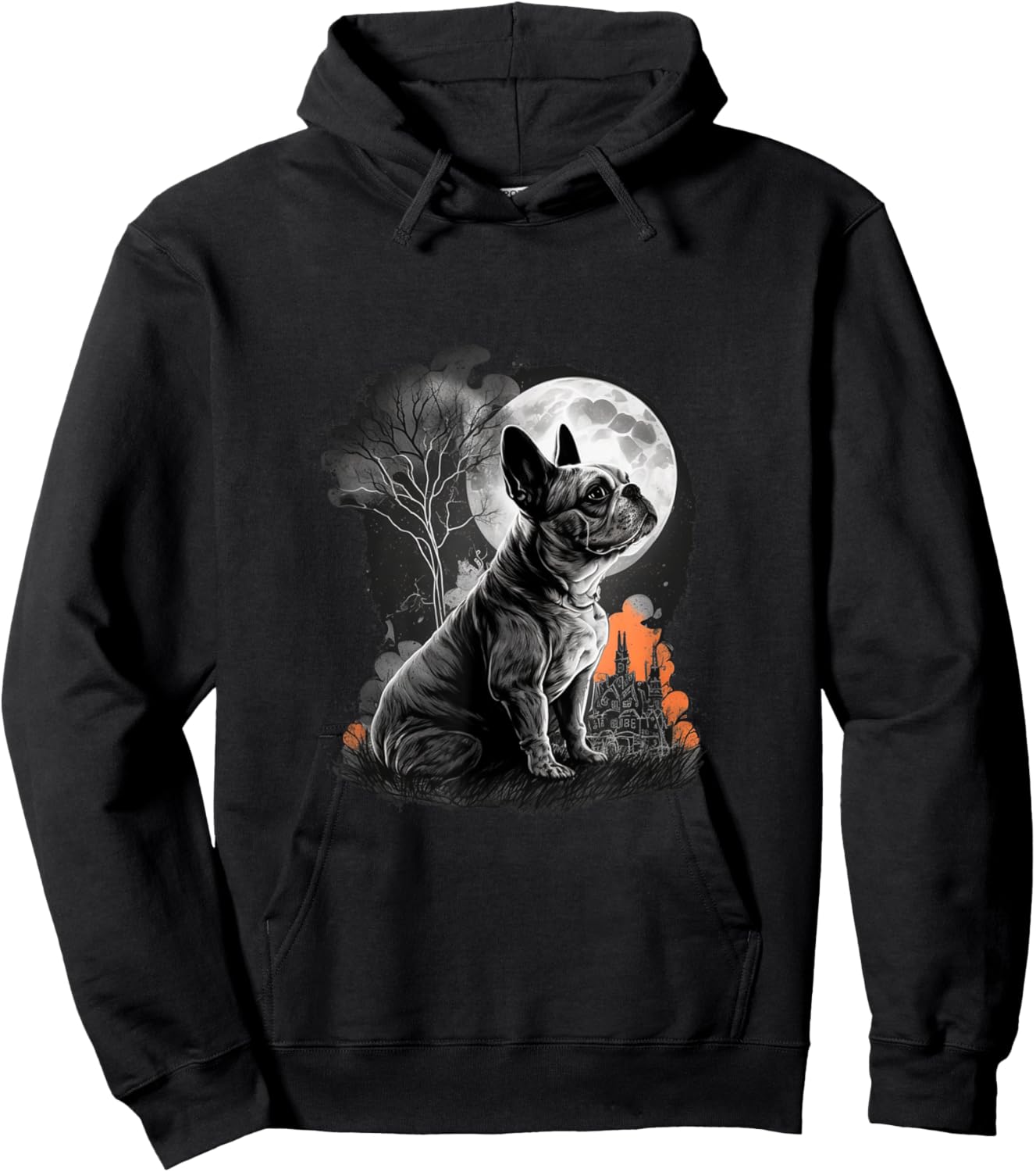 French Bulldog Halloween Costume | Scary Pumpkin Witch Ghost Women Hoodie - Hoodie | Black