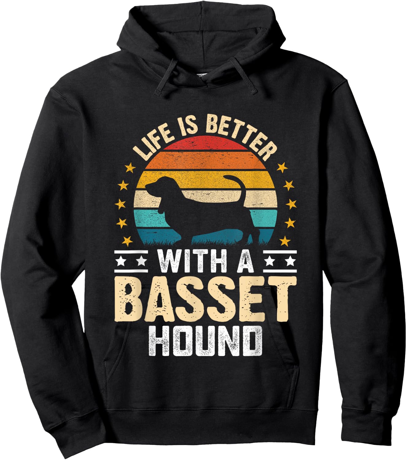 Life is Better with a Basset Hound- Dog Parent Pet Paw Hoodie - Hoodie | Black