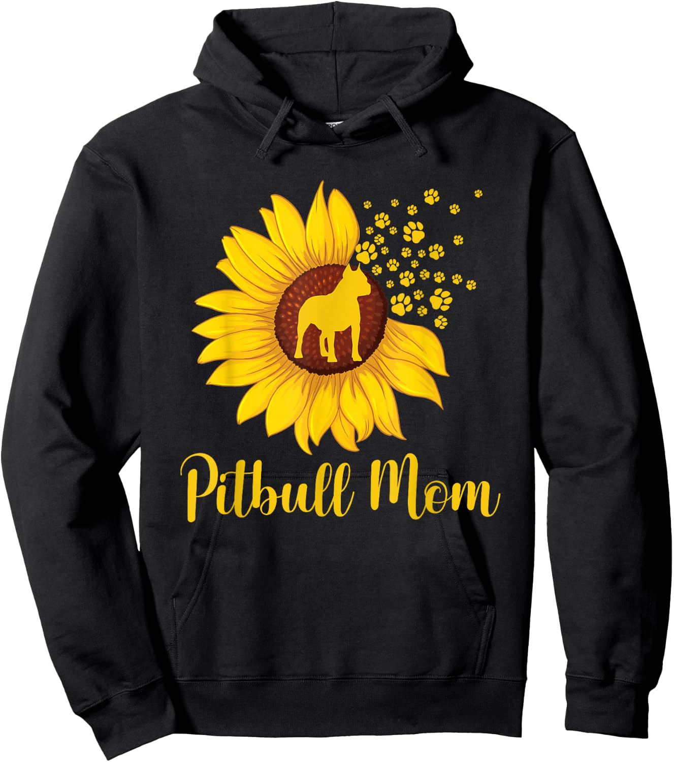 Pitbull Mom - Sunflower Mother's Day Dog Trainer Puppy Lover Women Girls Kids Hoodie - Hoodie | Black