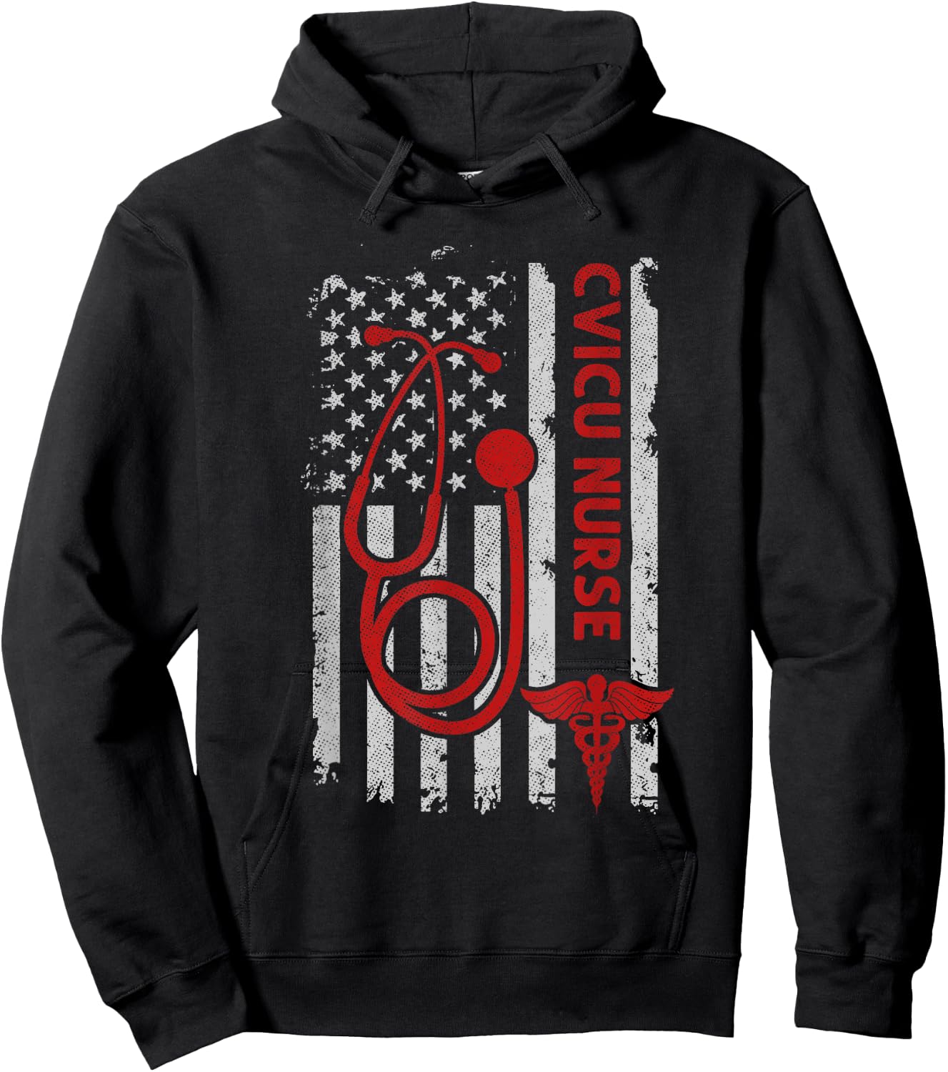 Patriotic Cvicu Nurse American 4th Of July American Flag Hoodie - Hoodie | Black