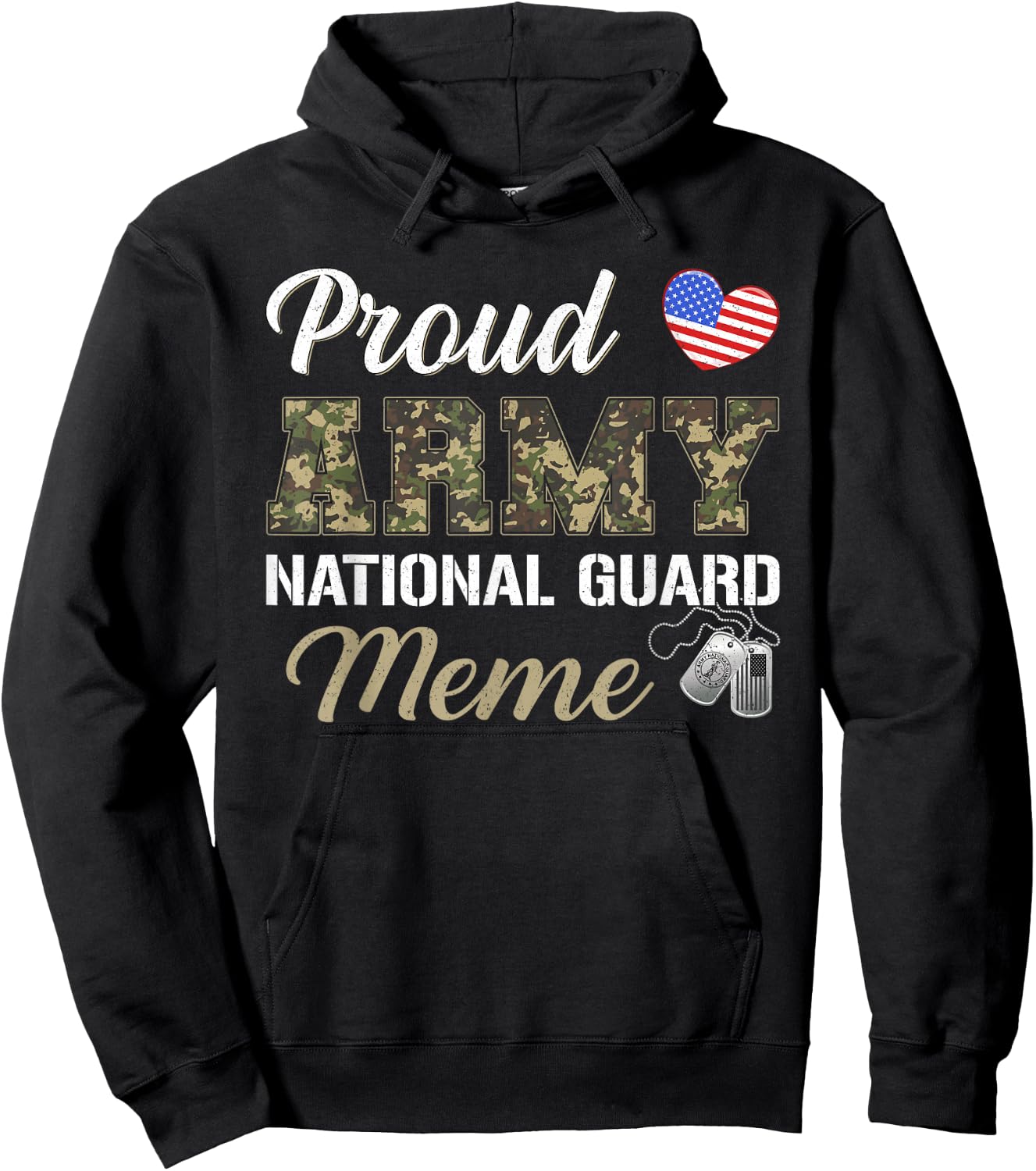 Retro Proud Army National Guard Meme Military Pride Costume Hoodie - Hoodie | Black