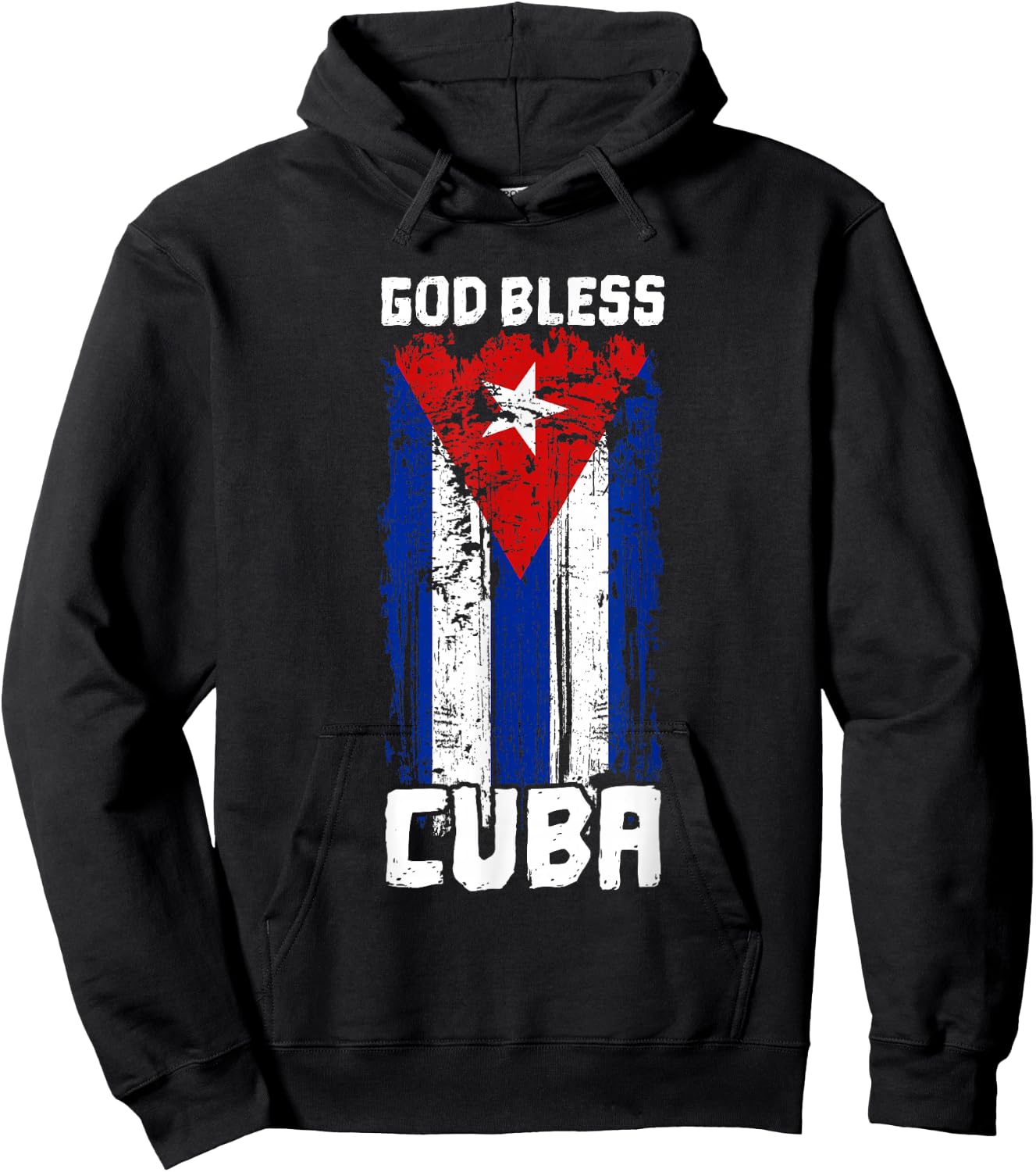 God Bless Cuba Retro Vintage Grunge Cuban Flag Hoodie - Hoodie | Black
