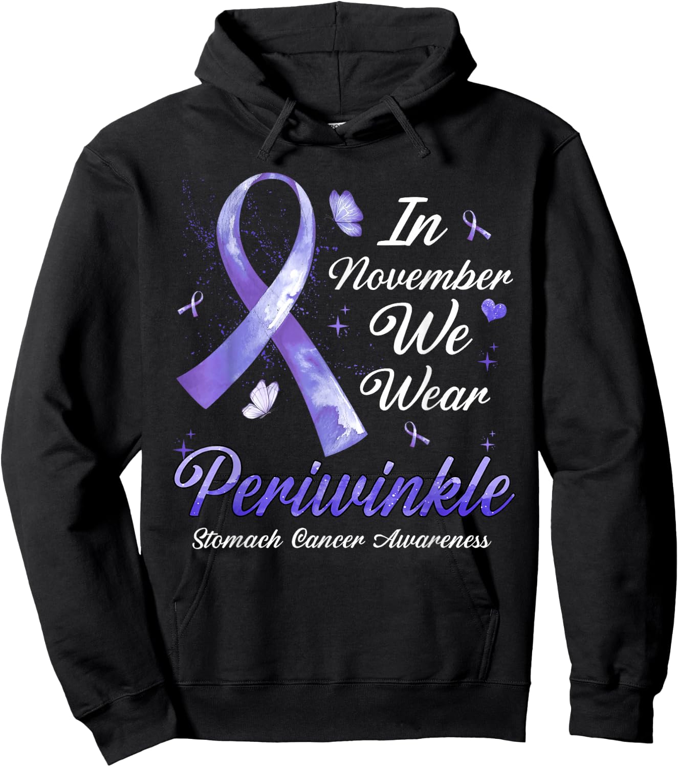 In November We Wear Periwinkle Stomach Cancer Awareness Hoodie - Hoodie | Black