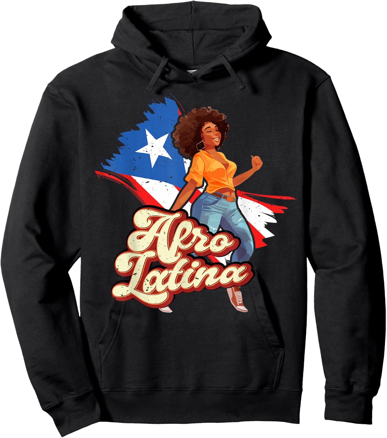Puerto Rico Afro Latina boricua woman flag dancing caribbean Hoodie - Hoodie | Black