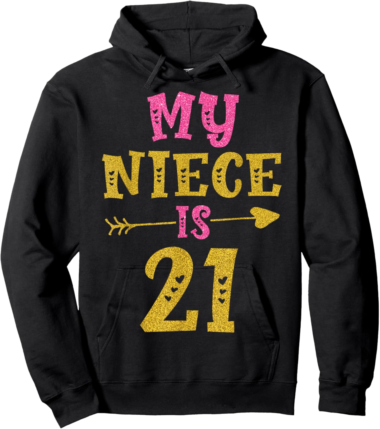 Hearts 21st Bday For Niece From Aunt Uncle Hoodie - Hoodie | Black