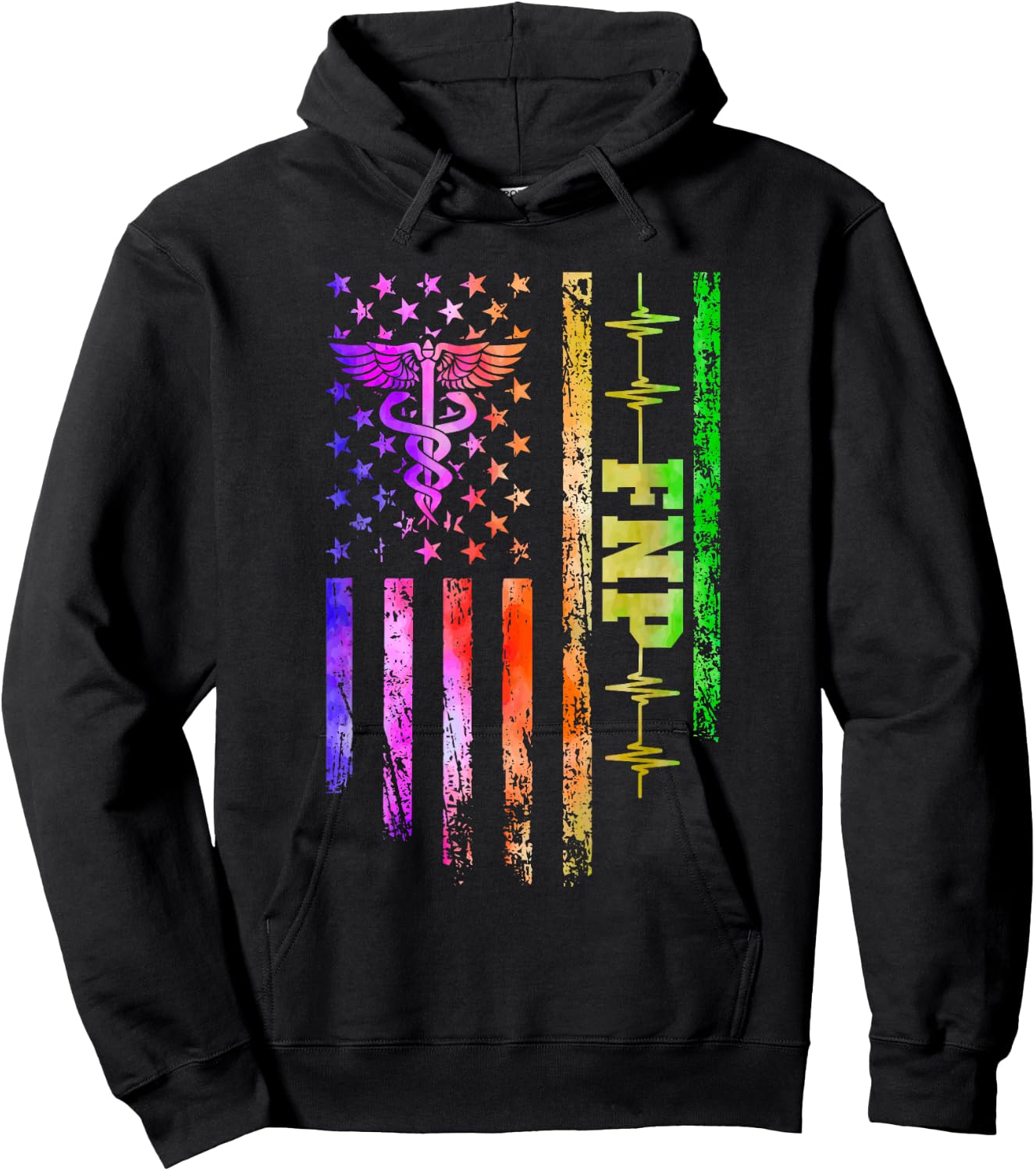 FNP American Flag Family Nurse Practitioner Hoodie - Hoodie | Black