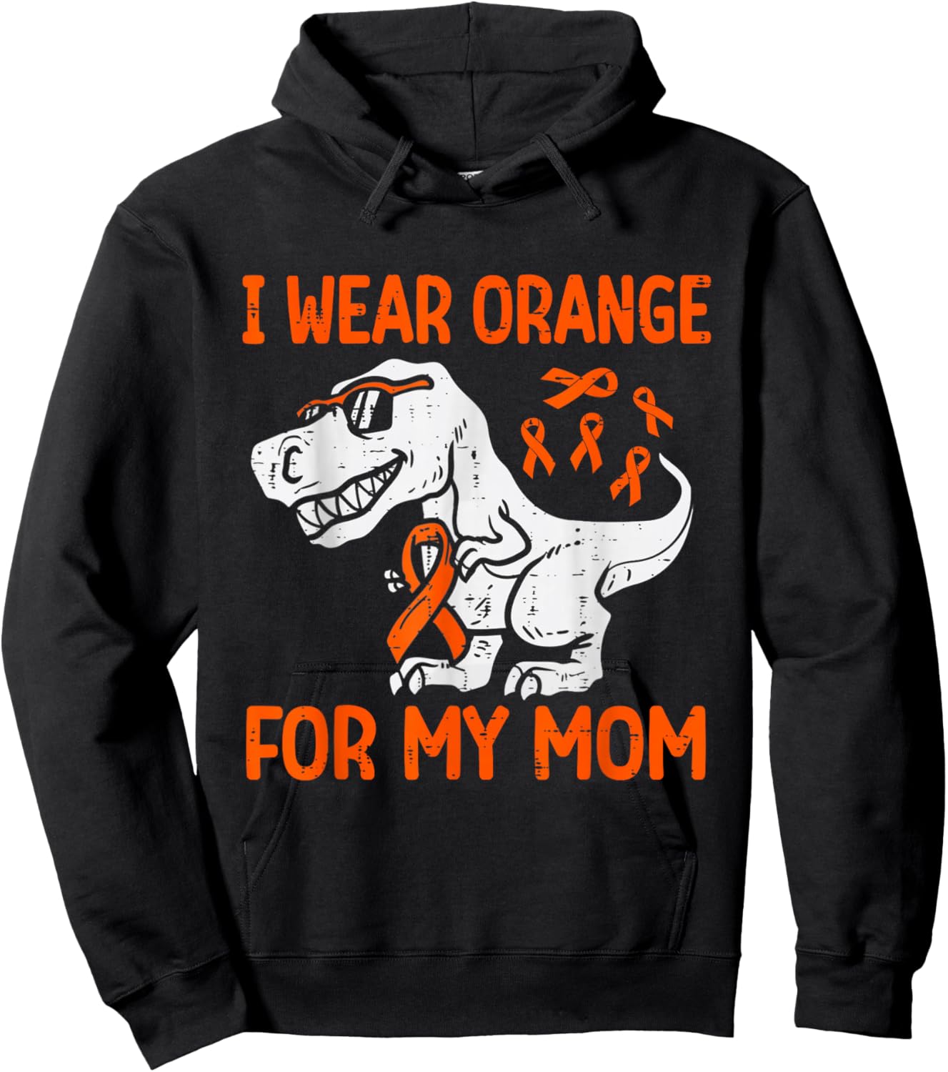 I Wear Orange For My Mom Dinosaur Multiple Sclerosis Kids Hoodie - Hoodie | Black