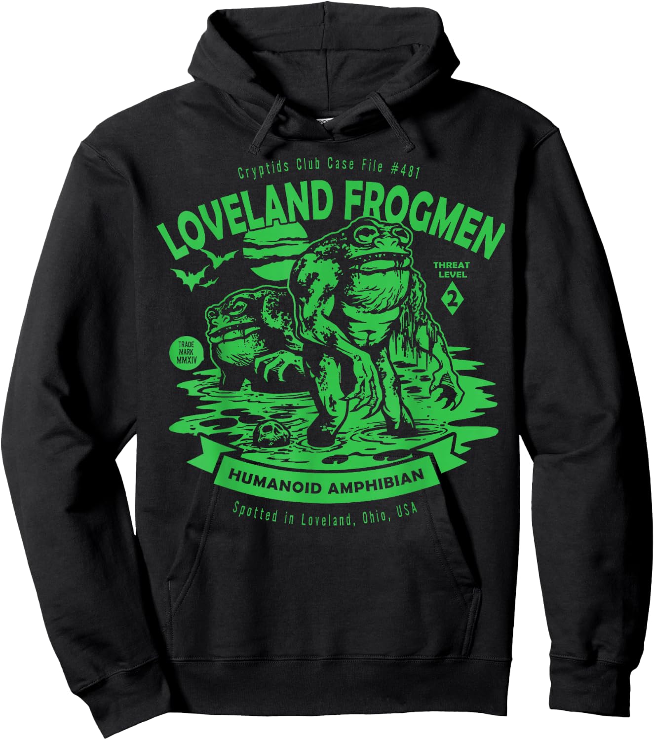 Loveland Frogmen Humanoid Amphibian Crypid Club Frog Monster Hoodie - Hoodie | Black
