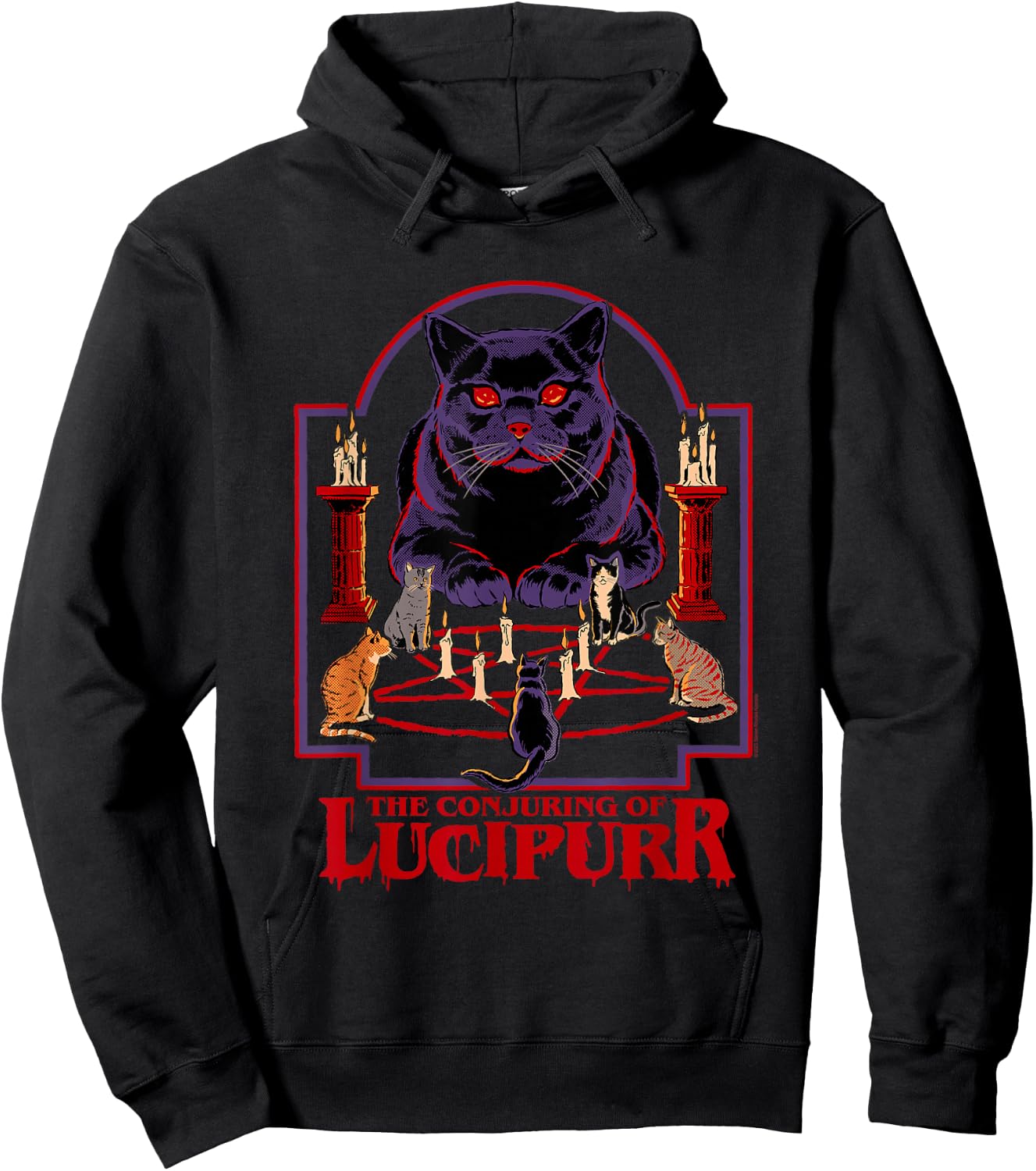 Steven Rhodes Conjuring of Lucipurr Retro Dark Humor Hoodie - Hoodie | Black