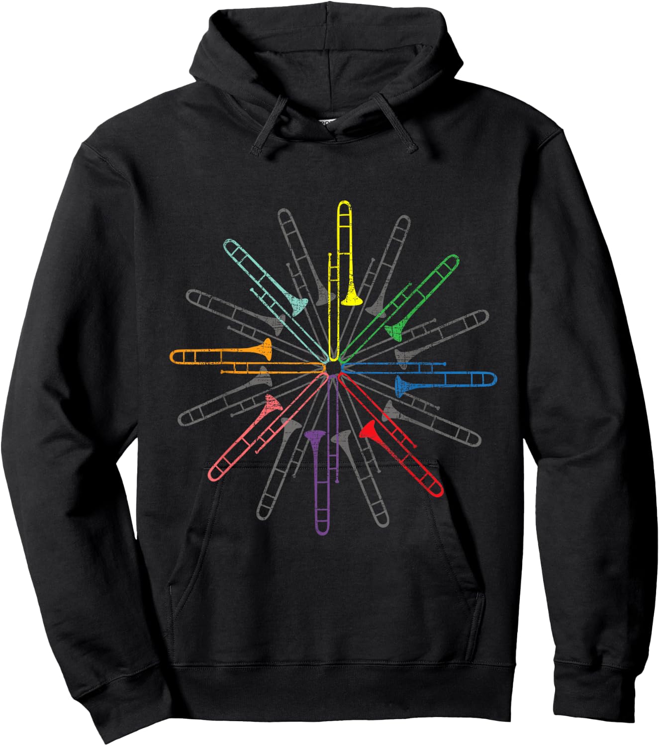 Colorful Trombones - Trombone Player Music Jazz Music Hoodie - Hoodie | Black