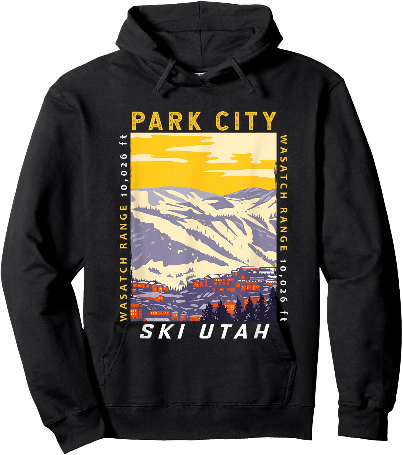 Park City Ski Area Utah Distressed Vintage Hoodie - Hoodie | Black