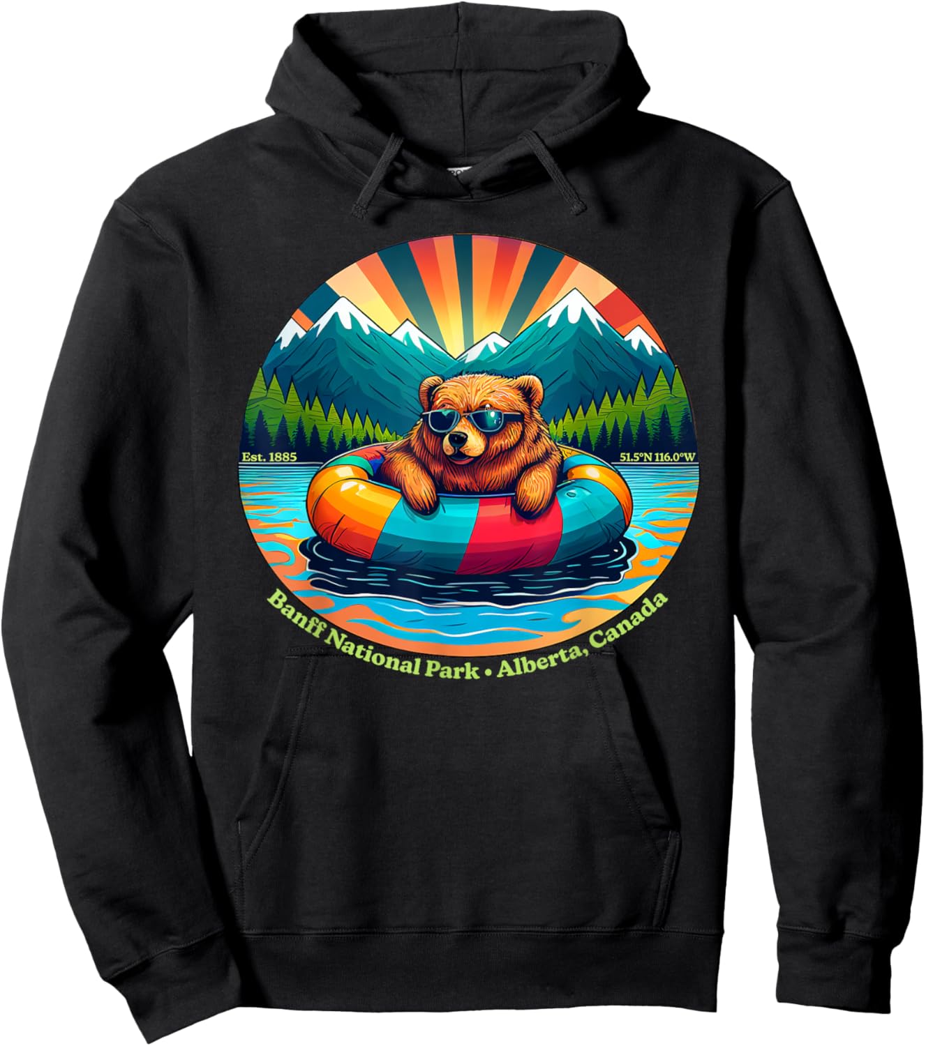 Banff National Park Bear Animals With Sunglasses Kids Adults Hoodie - Hoodie | Black
