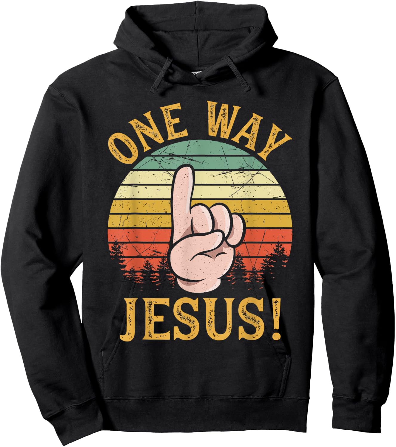 One Way Jesus People Finger Up Christian Revolution Hoodie - Hoodie | Black