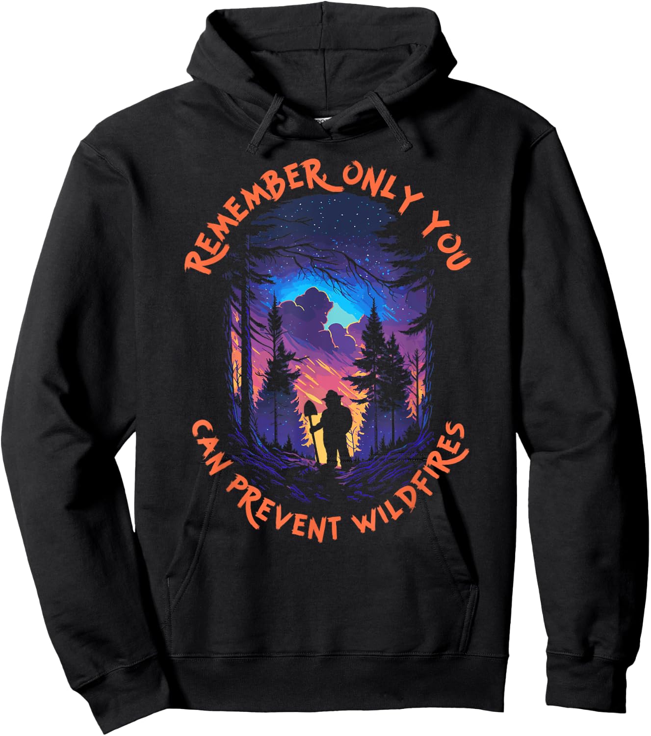 Smokey Bear Starry Night Scene Only You Can Prevent Wildfire Hoodie - Hoodie | Black