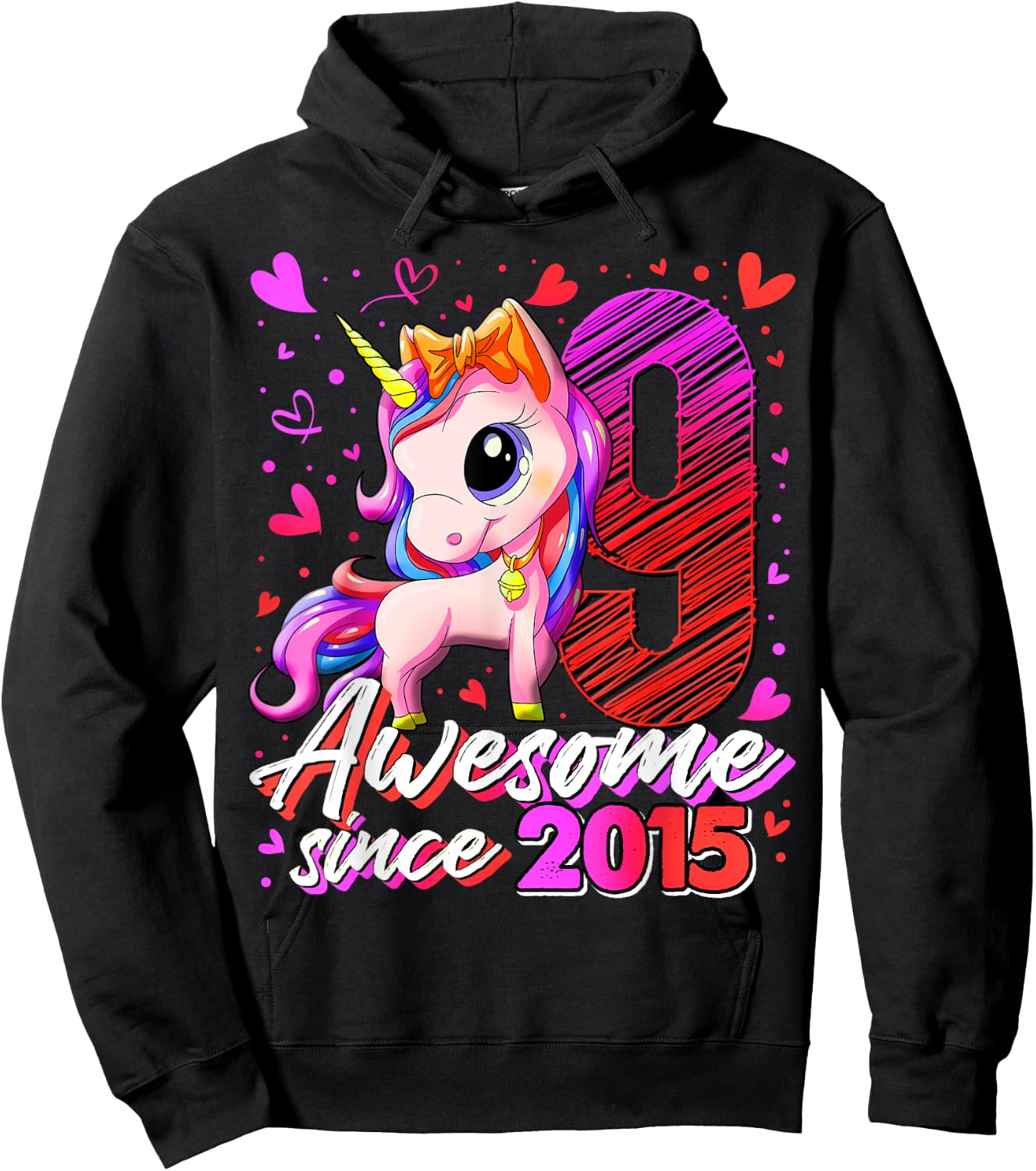 9 Years Old Flossing Unicorn Gifts 9th Birthday Girl Party Hoodie - Hoodie | Black